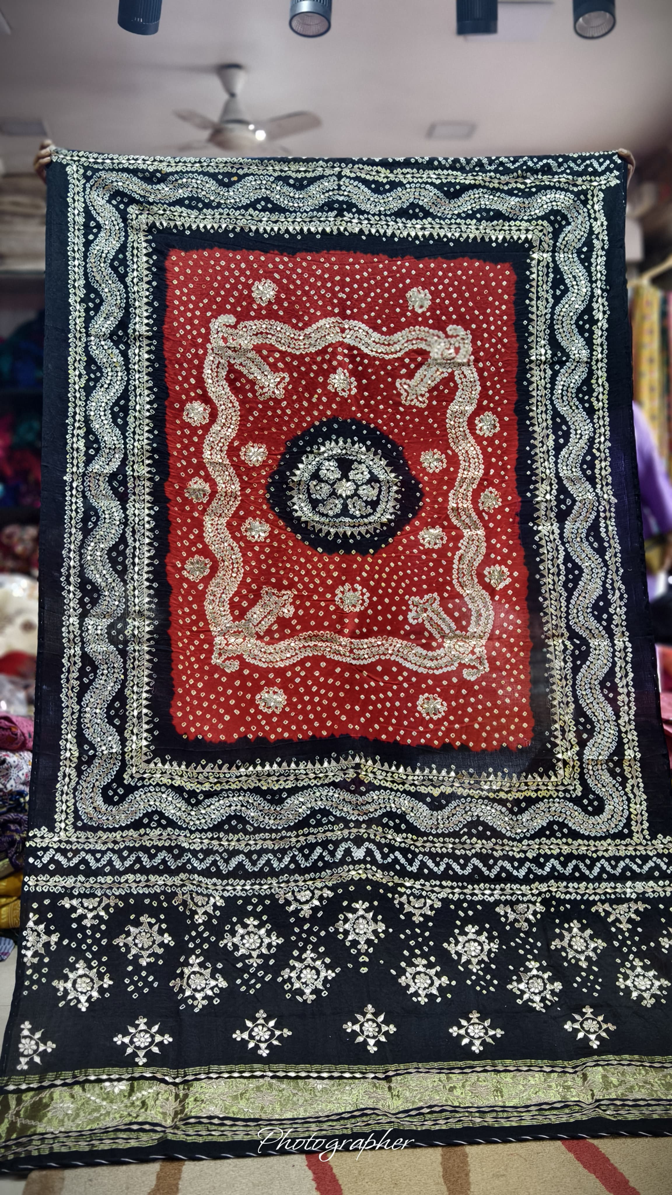 Pure Gaji Silk Hand  Bandej Dupata With Lagdi Patta With Puree Gotaa Patti Hand Work Original Dupatta