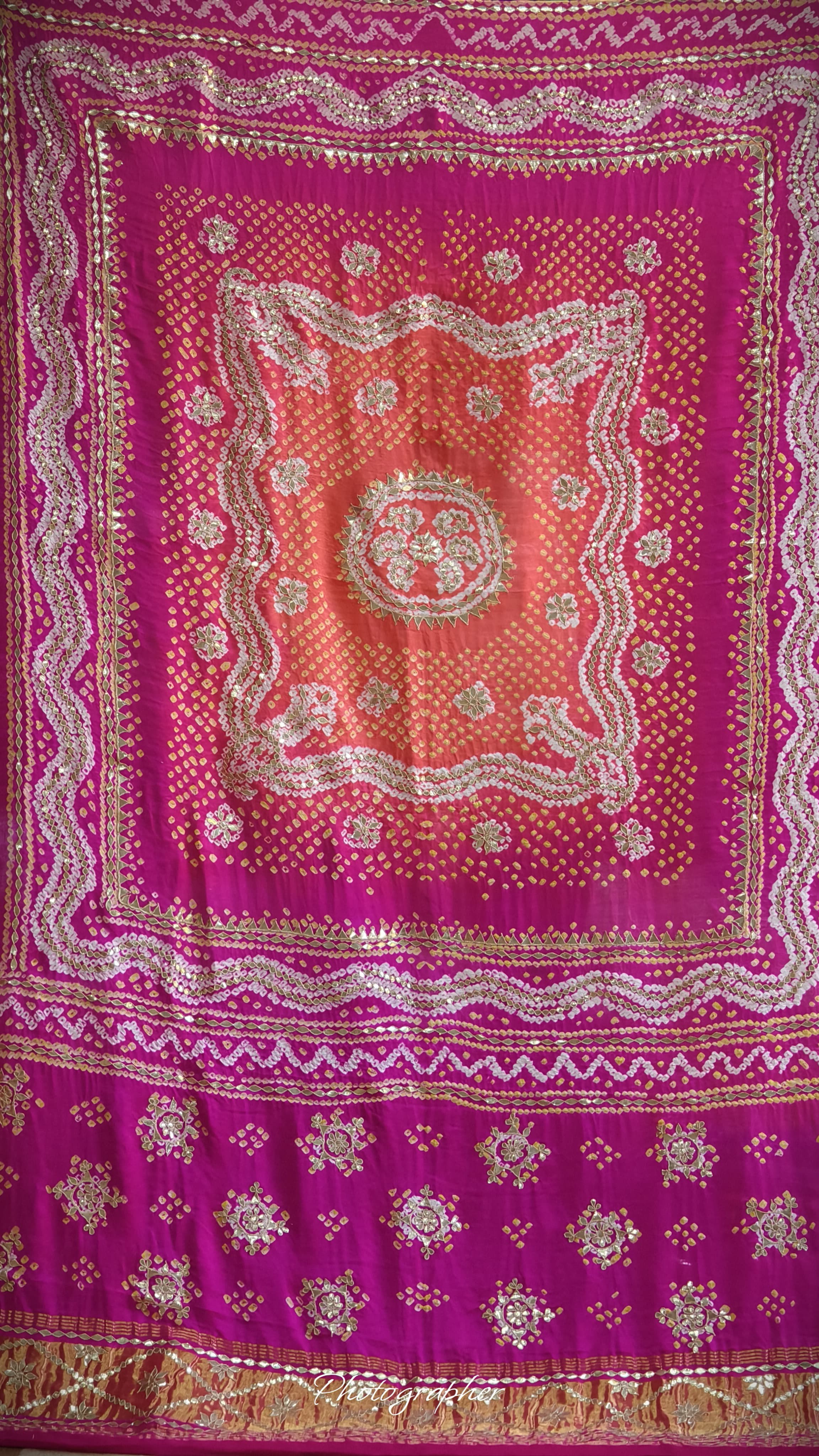 Pure Gaji Silk Hand  Bandej Dupata With Lagdi Patta With Puree Gotaa Patti Hand Work Original Dupatta