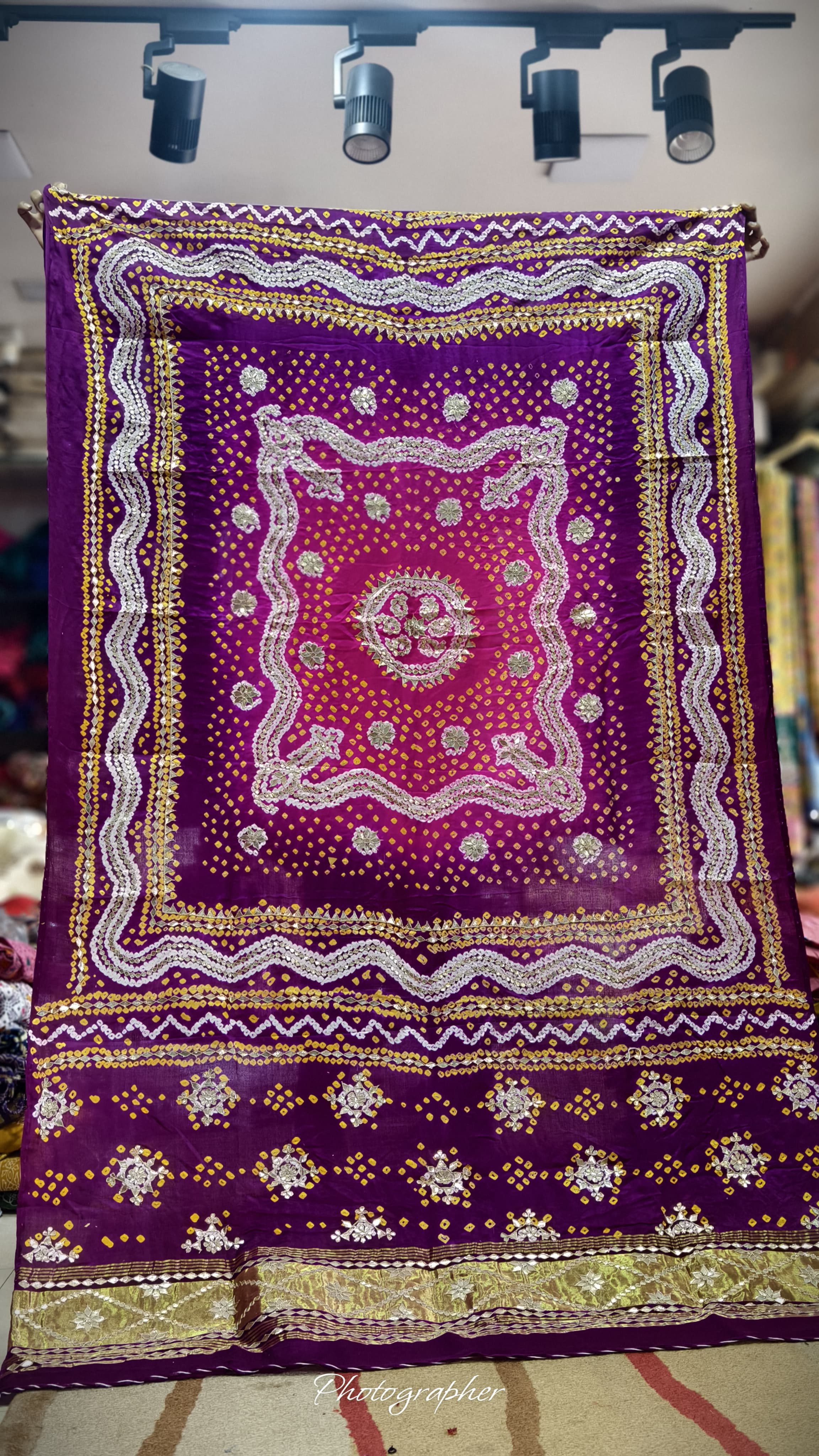 Pure Gaji Silk Hand  Bandej Dupata With Lagdi Patta With Puree Gotaa Patti Hand Work Original Dupatta