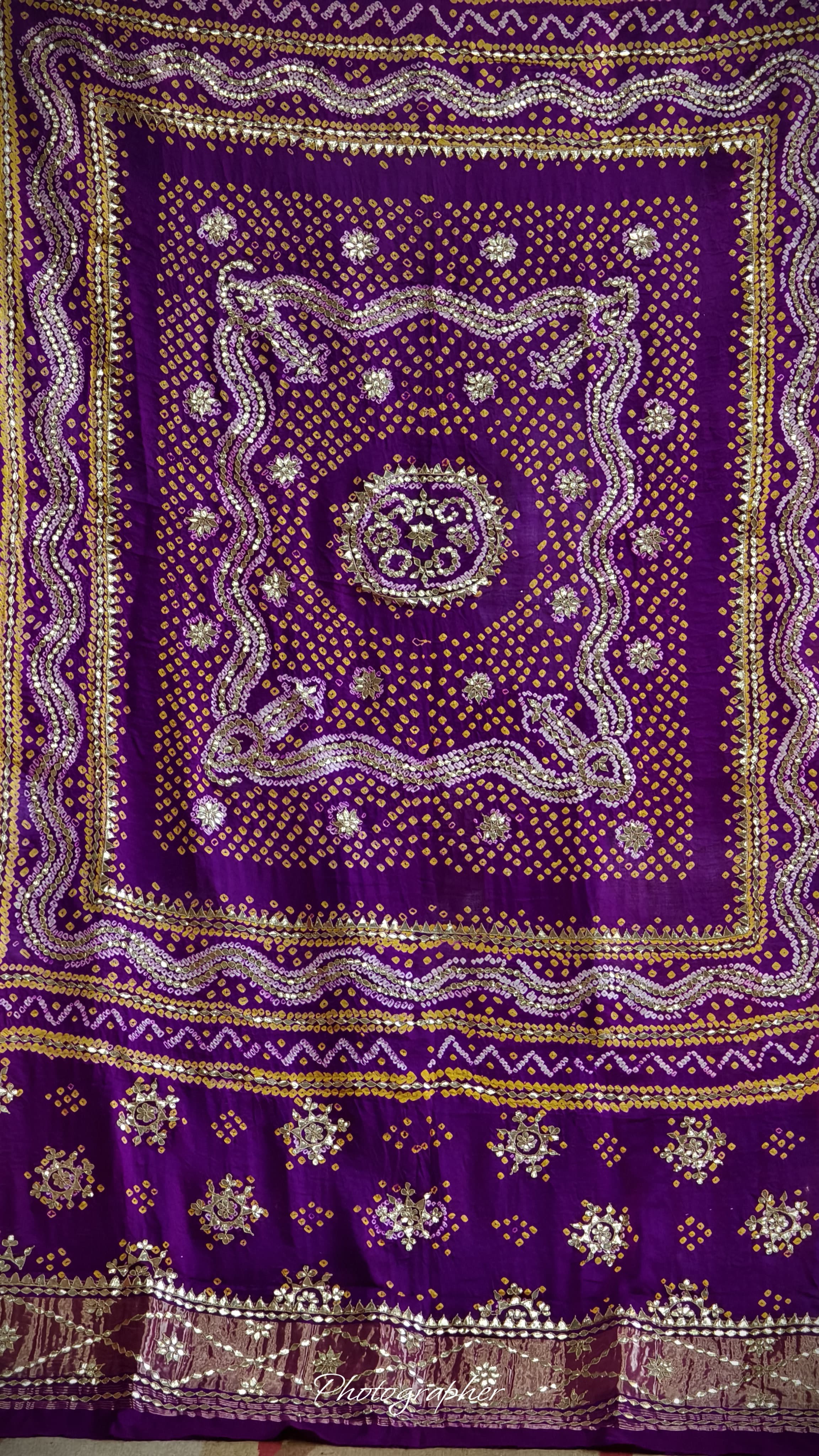 Pure Gaji Silk Hand  Bandej Dupata With Lagdi Patta With Puree Gotaa Patti Hand Work Original Dupatta