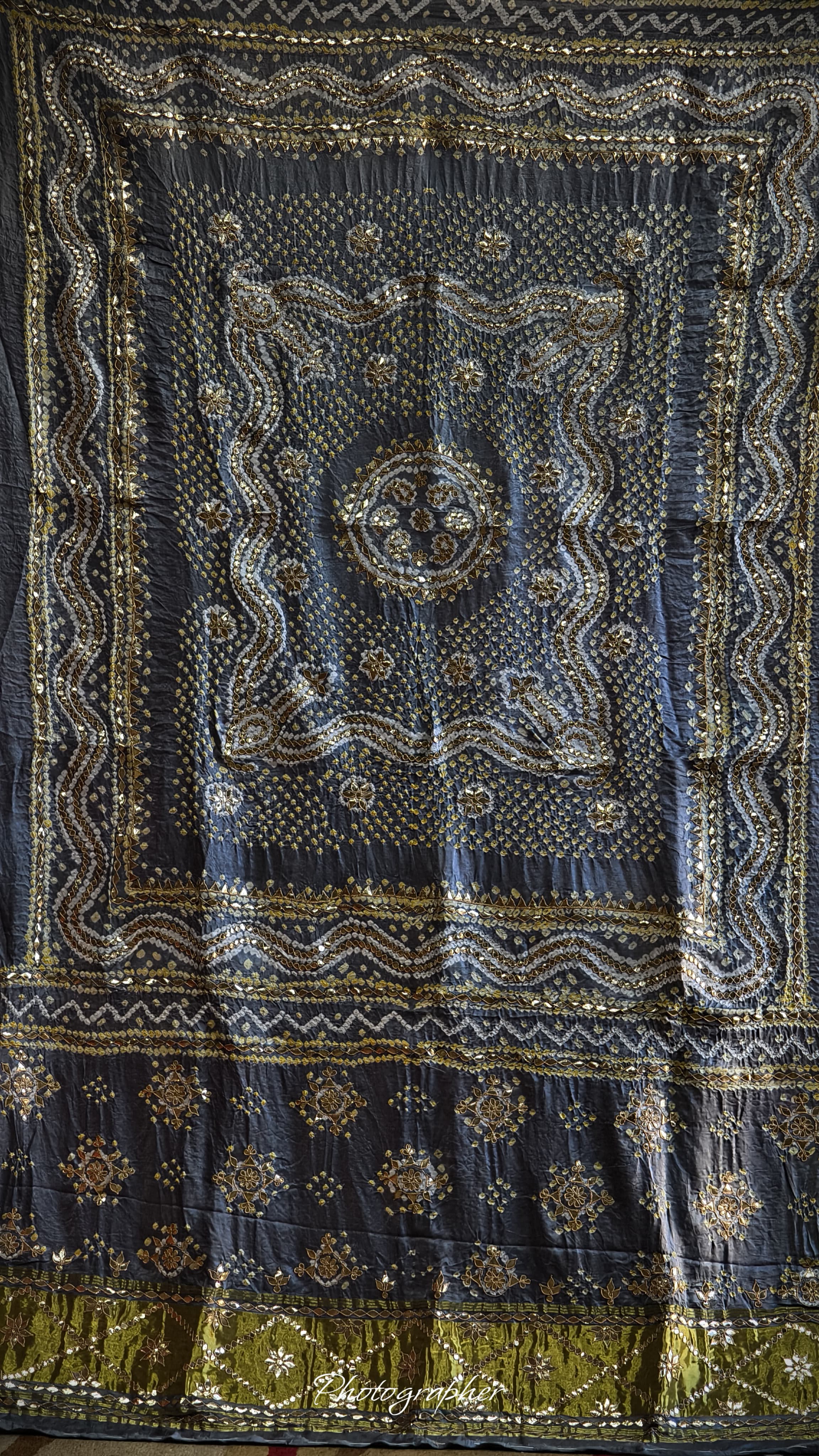 Pure Gaji Silk Hand  Bandej Dupata With Lagdi Patta With Puree Gotaa Patti Hand Work Original Dupatta