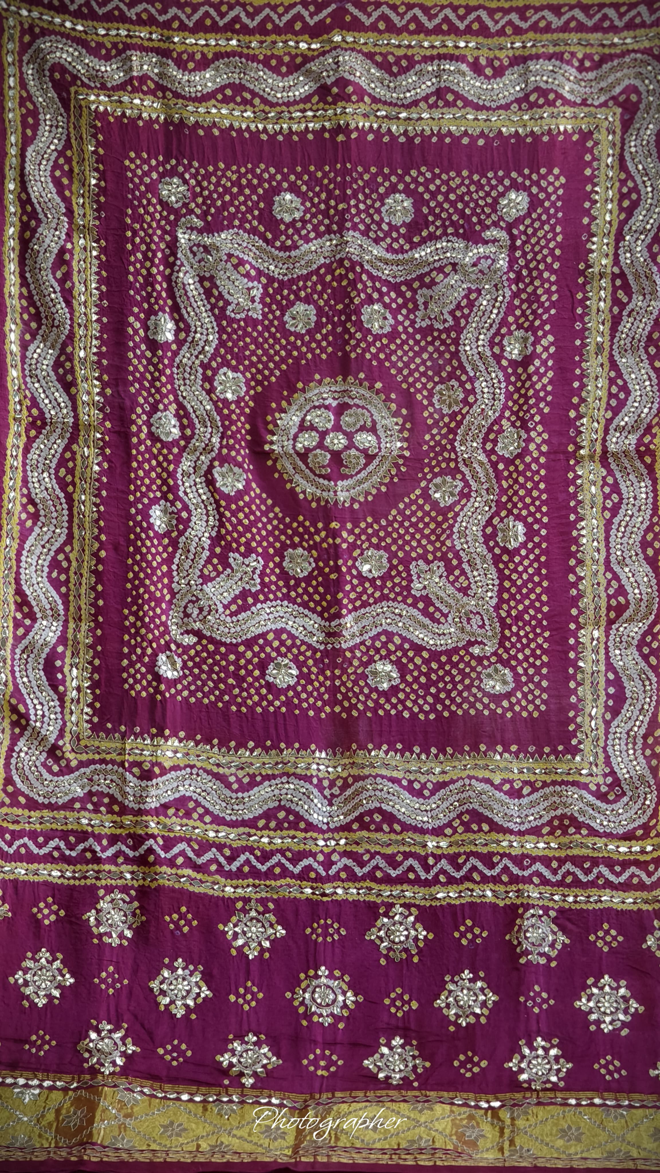 Pure Gaji Silk Hand  Bandej Dupata With Lagdi Patta With Puree Gotaa Patti Hand Work Original Dupatta