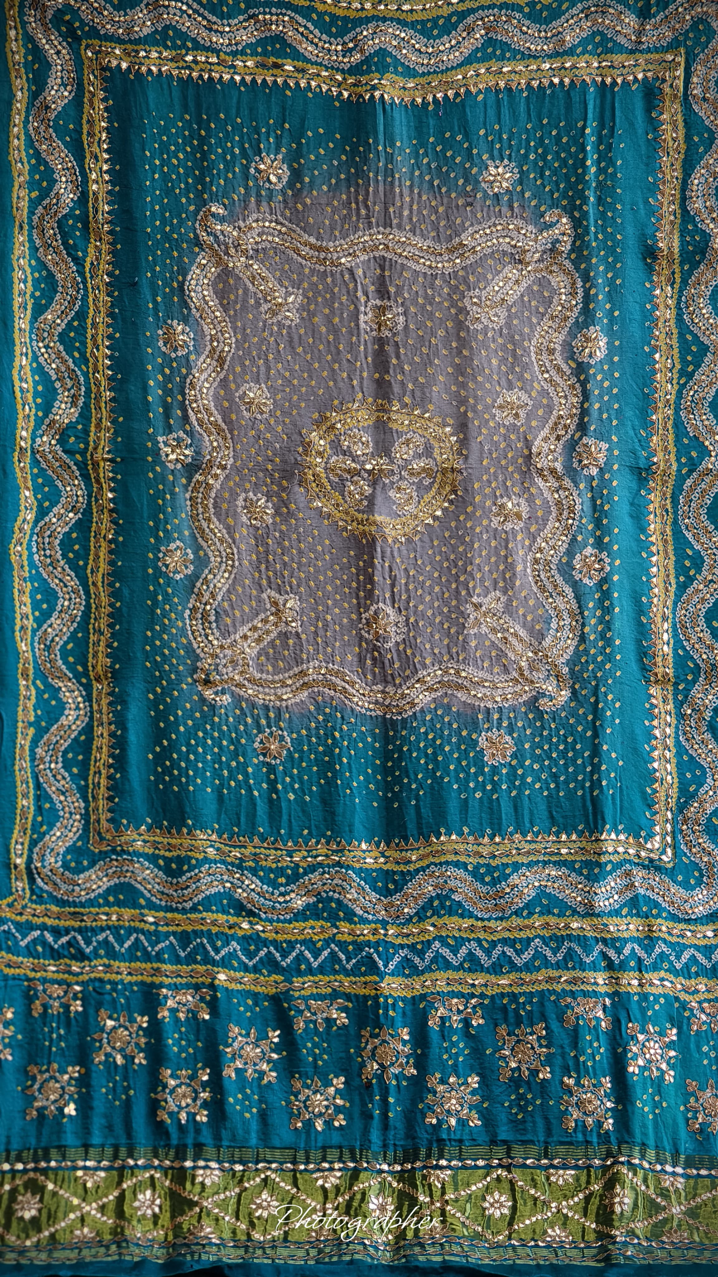 Pure Gaji Silk Hand  Bandej Dupata With Lagdi Patta With Puree Gotaa Patti Hand Work Original Dupatta