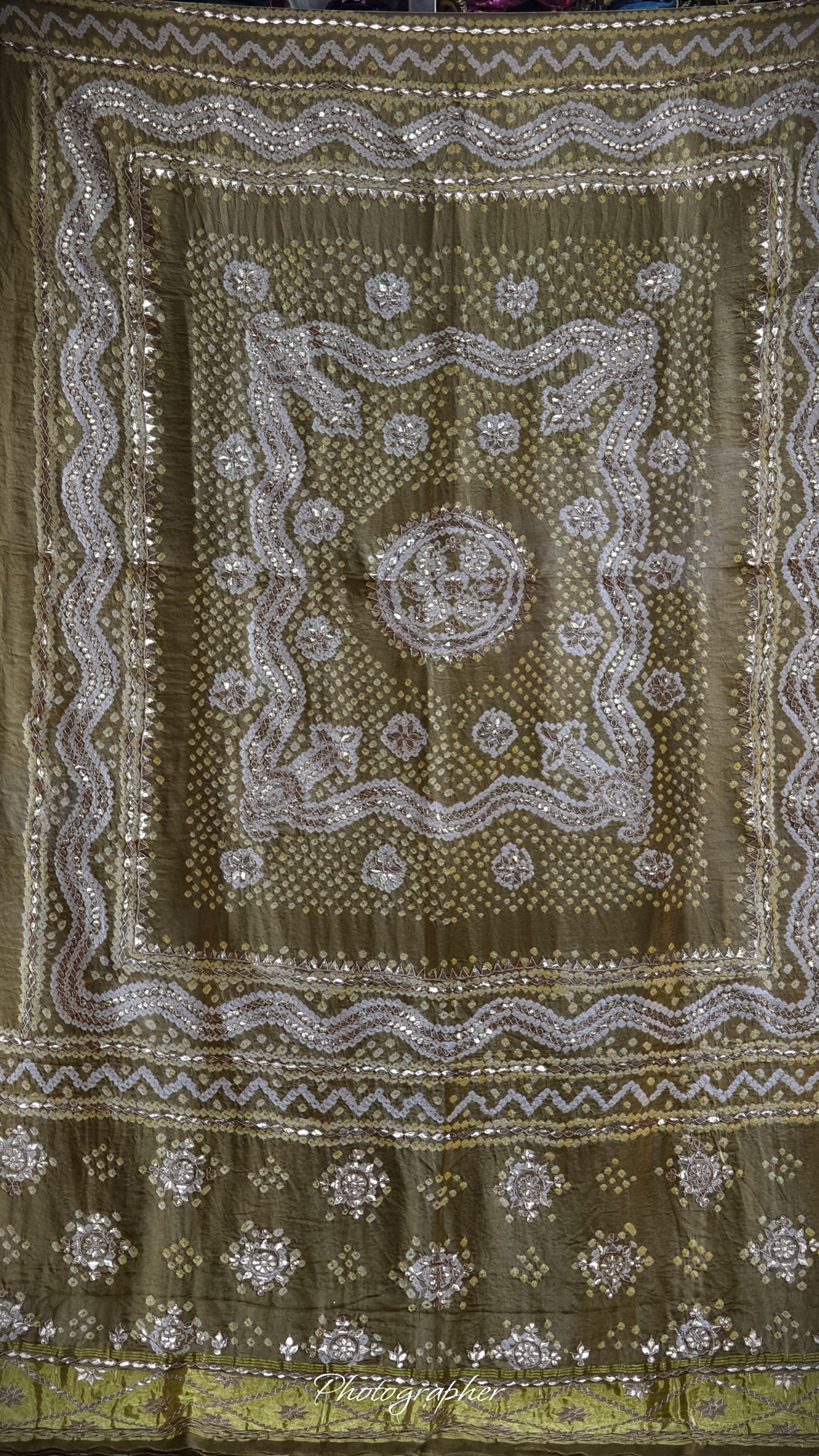 Pure Gaji Silk Hand  Bandej Dupata With Lagdi Patta With Puree Gotaa Patti Hand Work Original Dupatta