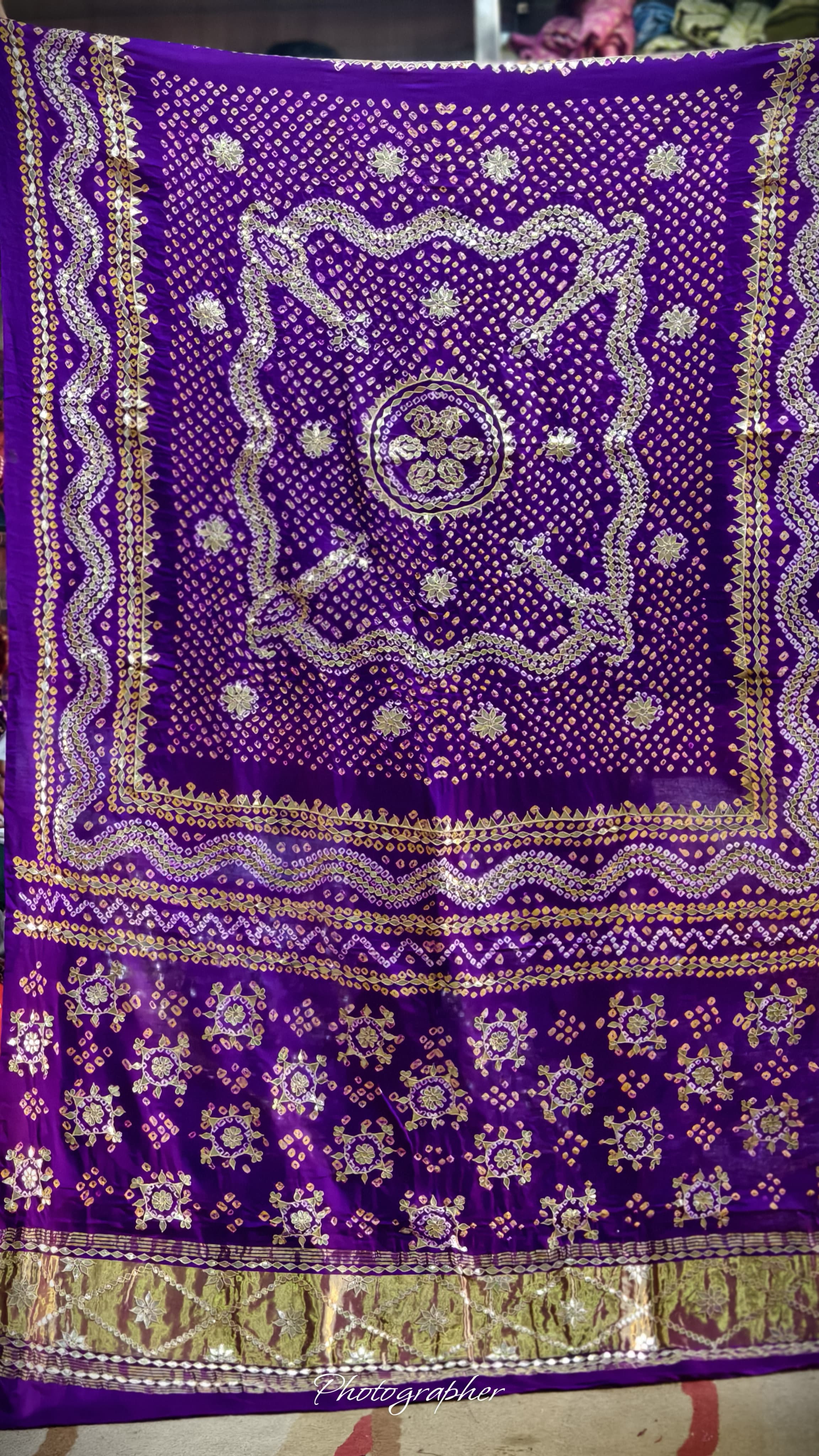 Pure Gaji Silk Hand  Bandej Dupata With Lagdi Patta With Puree Gotaa Patti Hand Work Original Dupatta