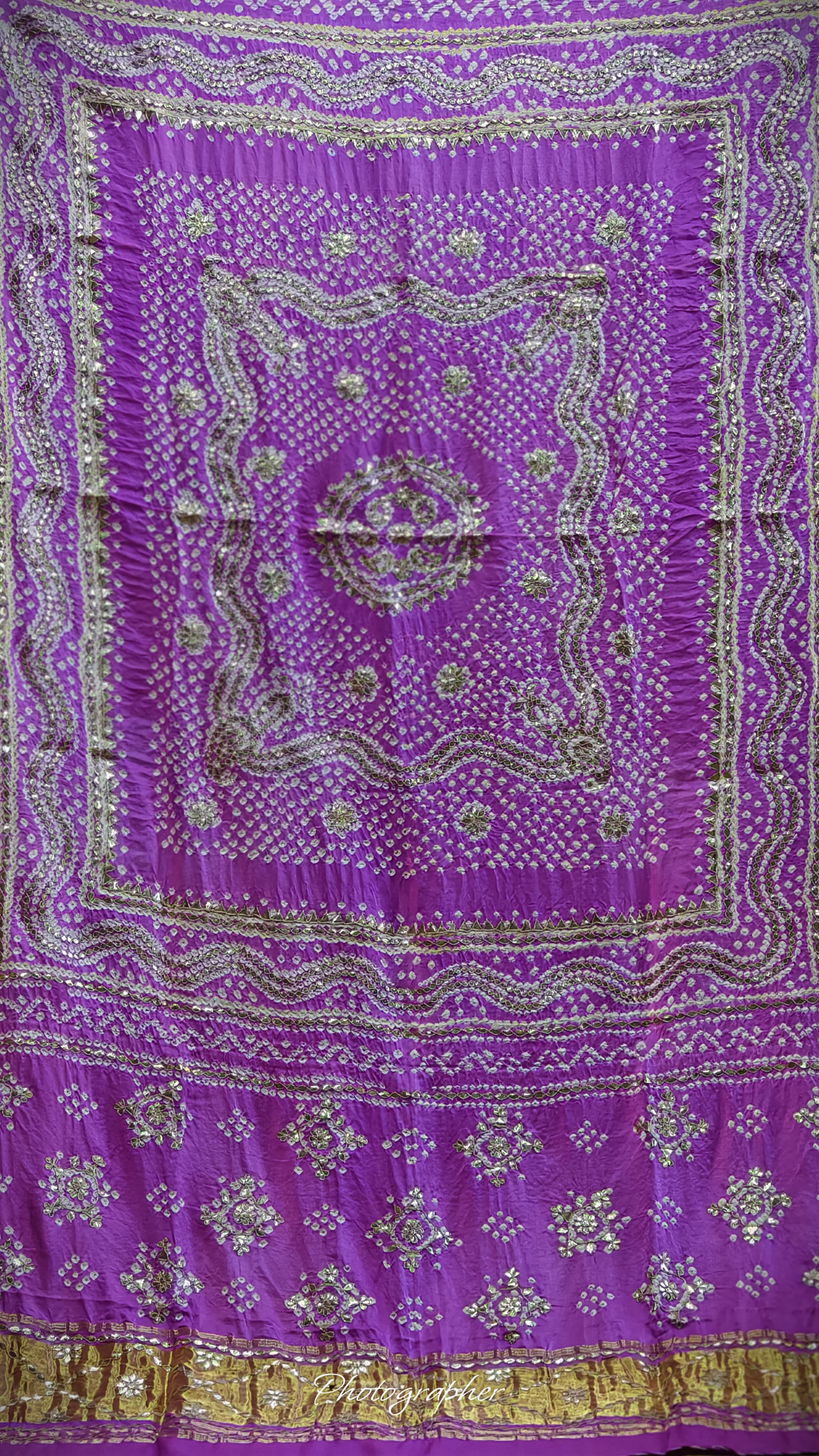 Pure Gaji Silk Hand  Bandej Dupata With Lagdi Patta With Puree Gotaa Patti Hand Work Original Dupatta