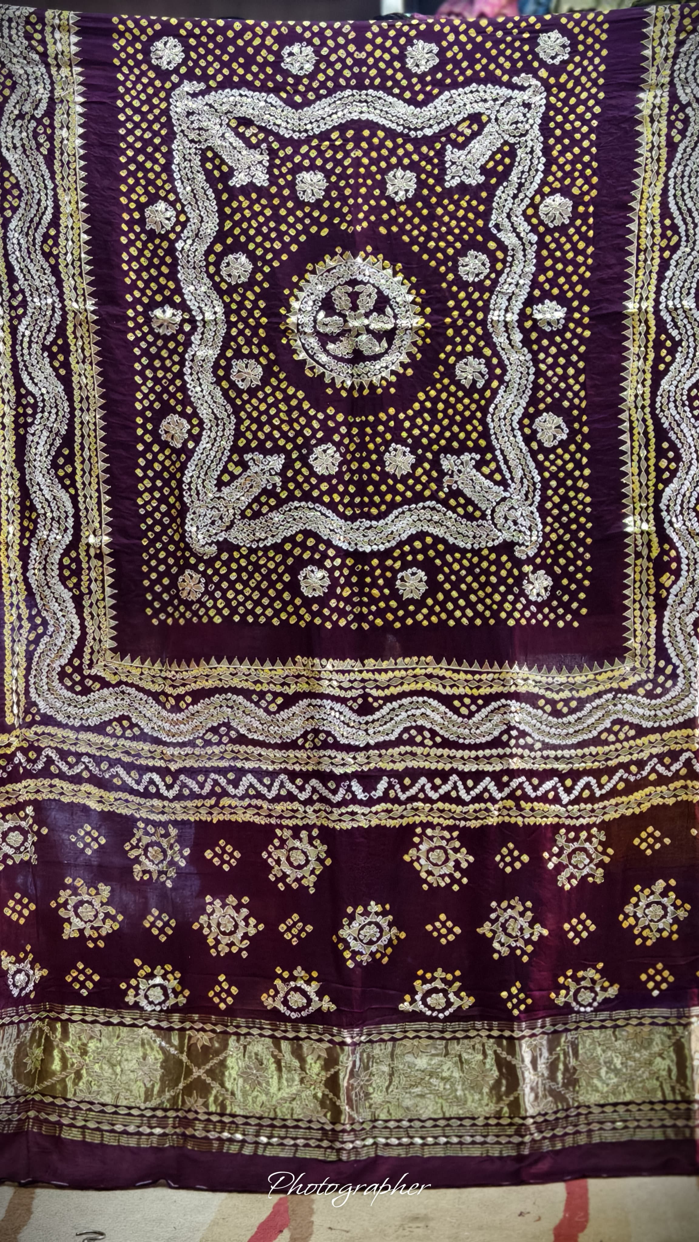 Pure Gaji Silk Hand  Bandej Dupata With Lagdi Patta With Puree Gotaa Patti Hand Work Original Dupatta