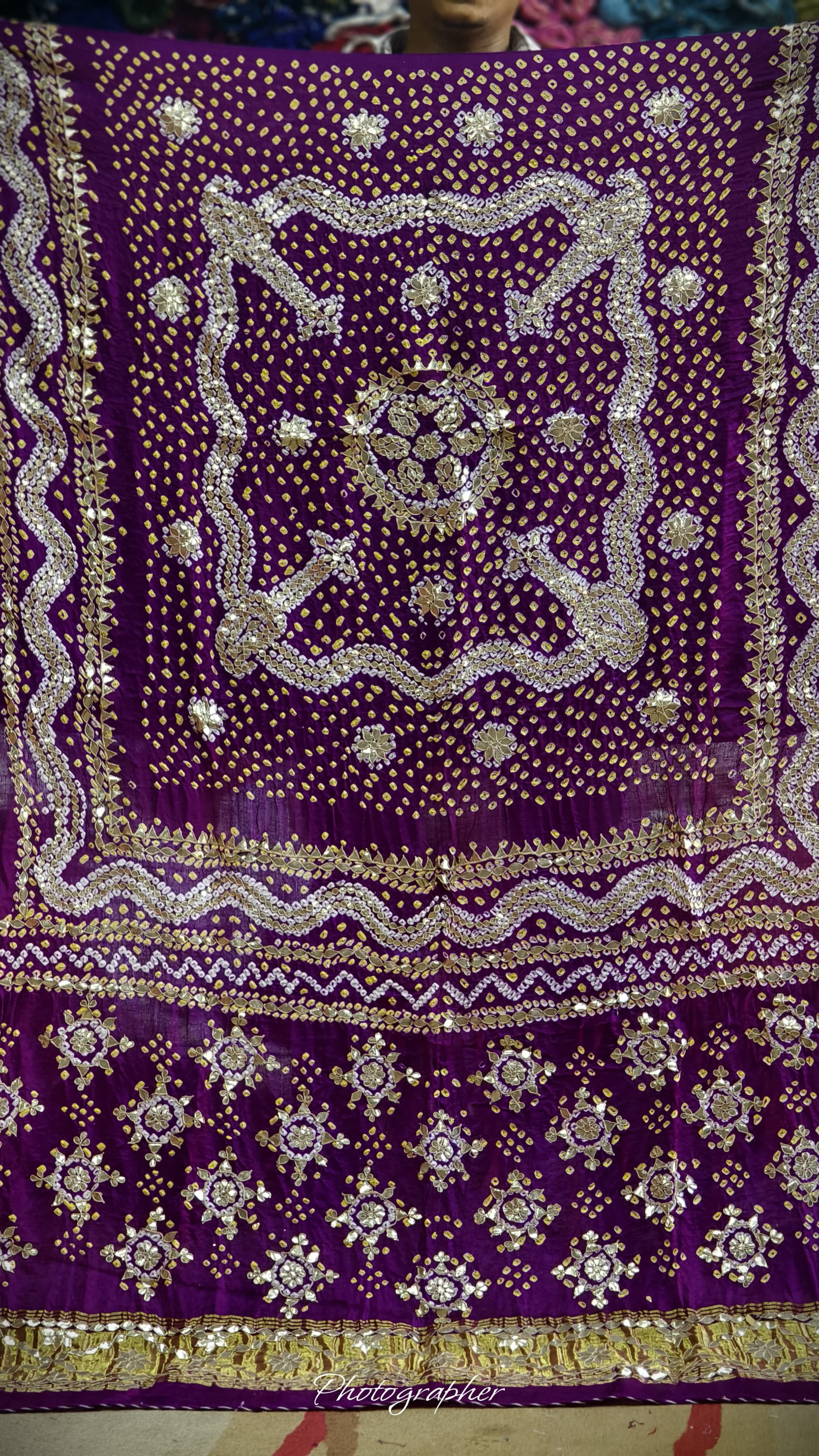 Pure Gaji Silk Hand  Bandej Dupata With Lagdi Patta With Puree Gotaa Patti Hand Work Original Dupatta