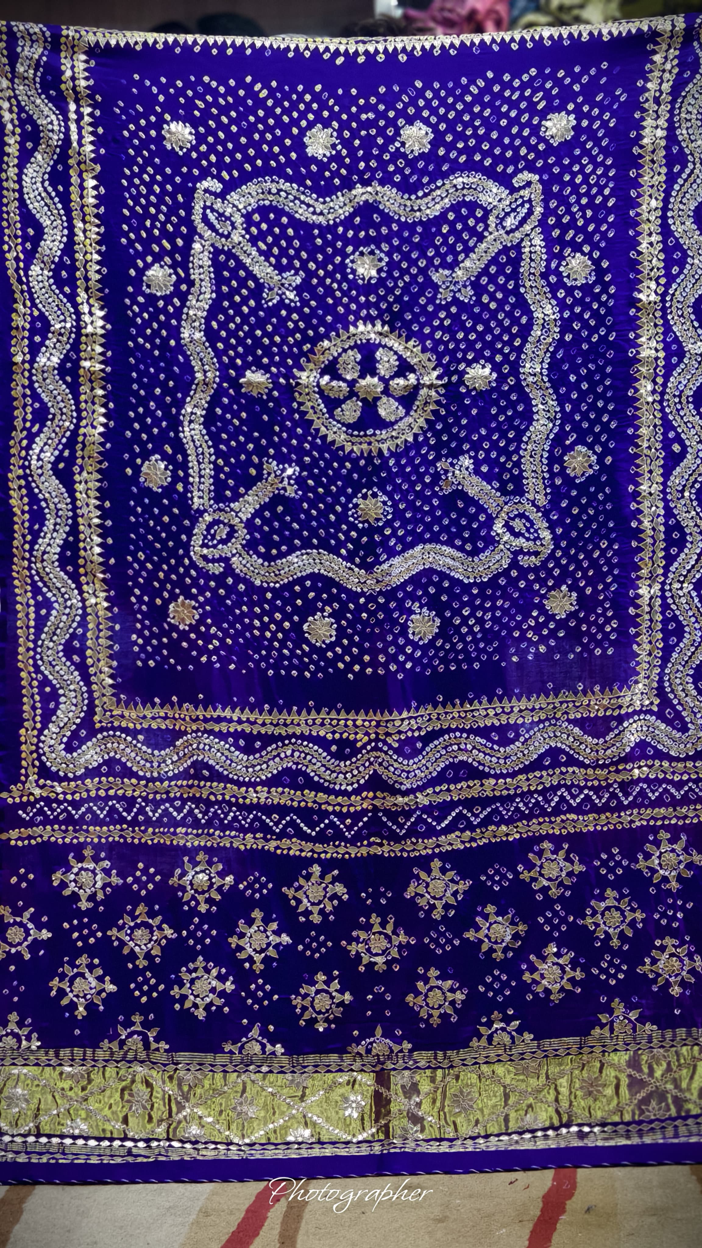 Pure Gaji Silk Hand  Bandej Dupata With Lagdi Patta With Puree Gotaa Patti Hand Work Original Dupatta