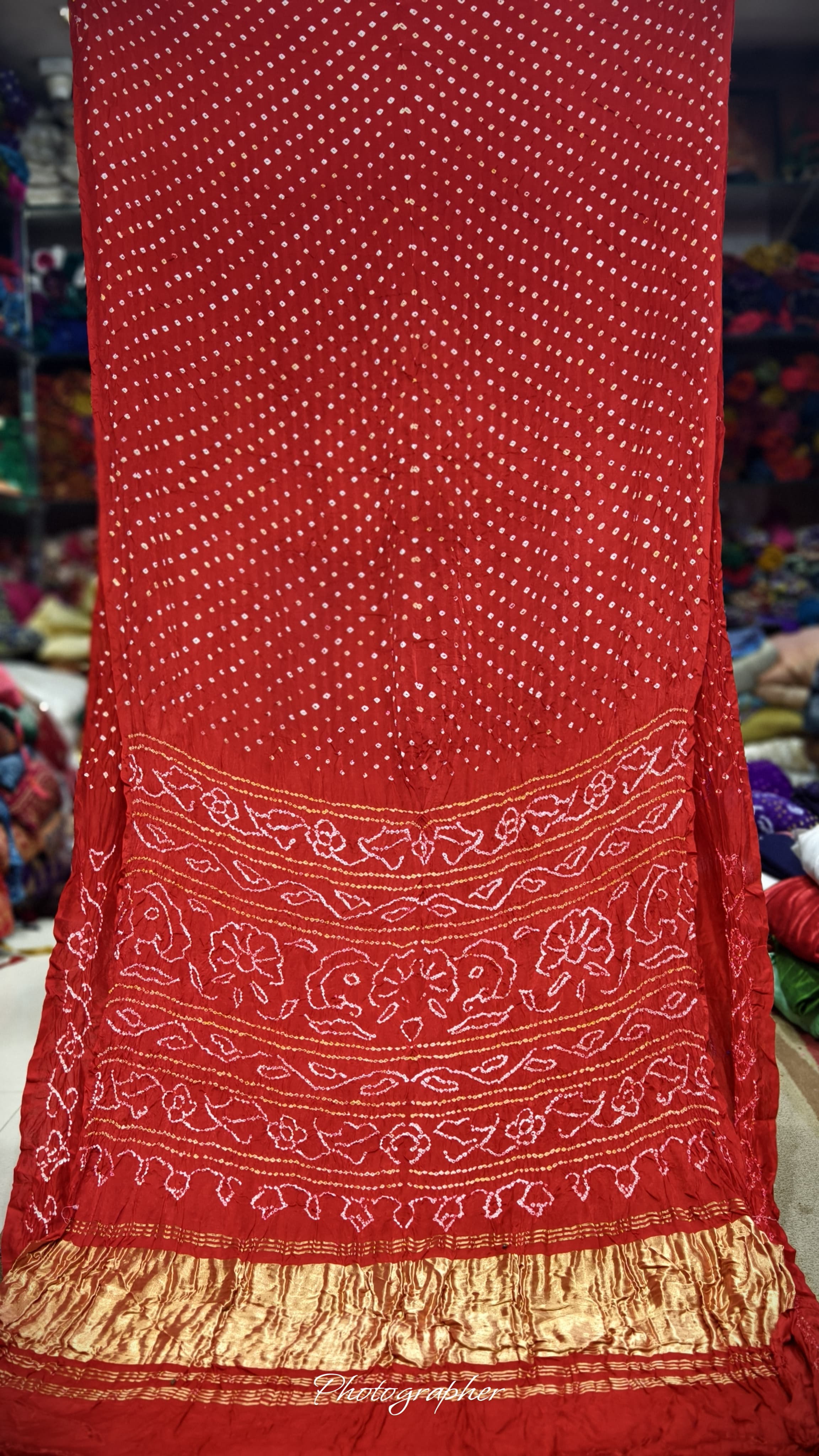 Pure Gaji Silk Hand  Bandej Saree With Lagdi Pallu