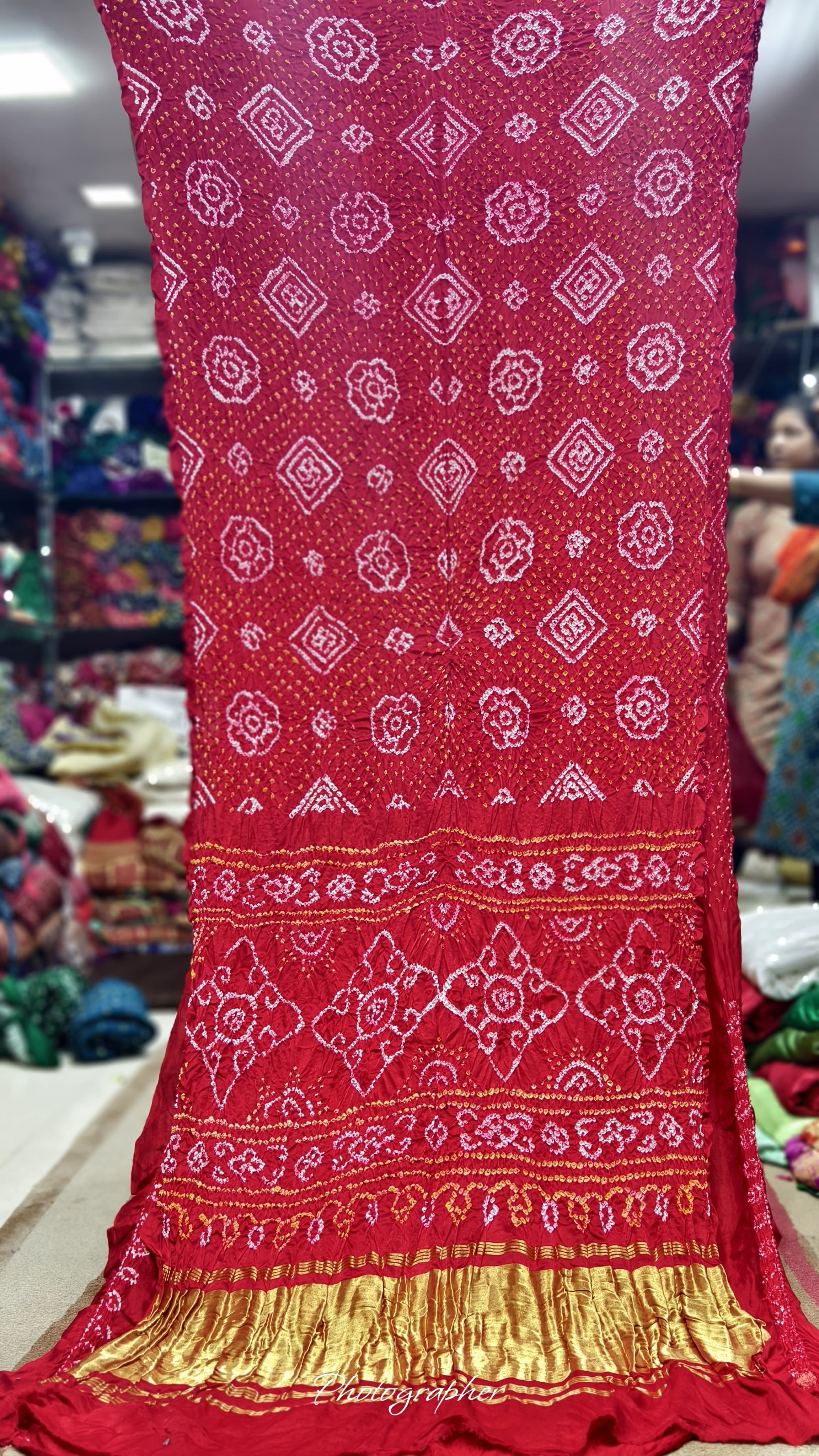 Pure Gaji Silk Hand  Bandej Saree With Lagdi Pallu