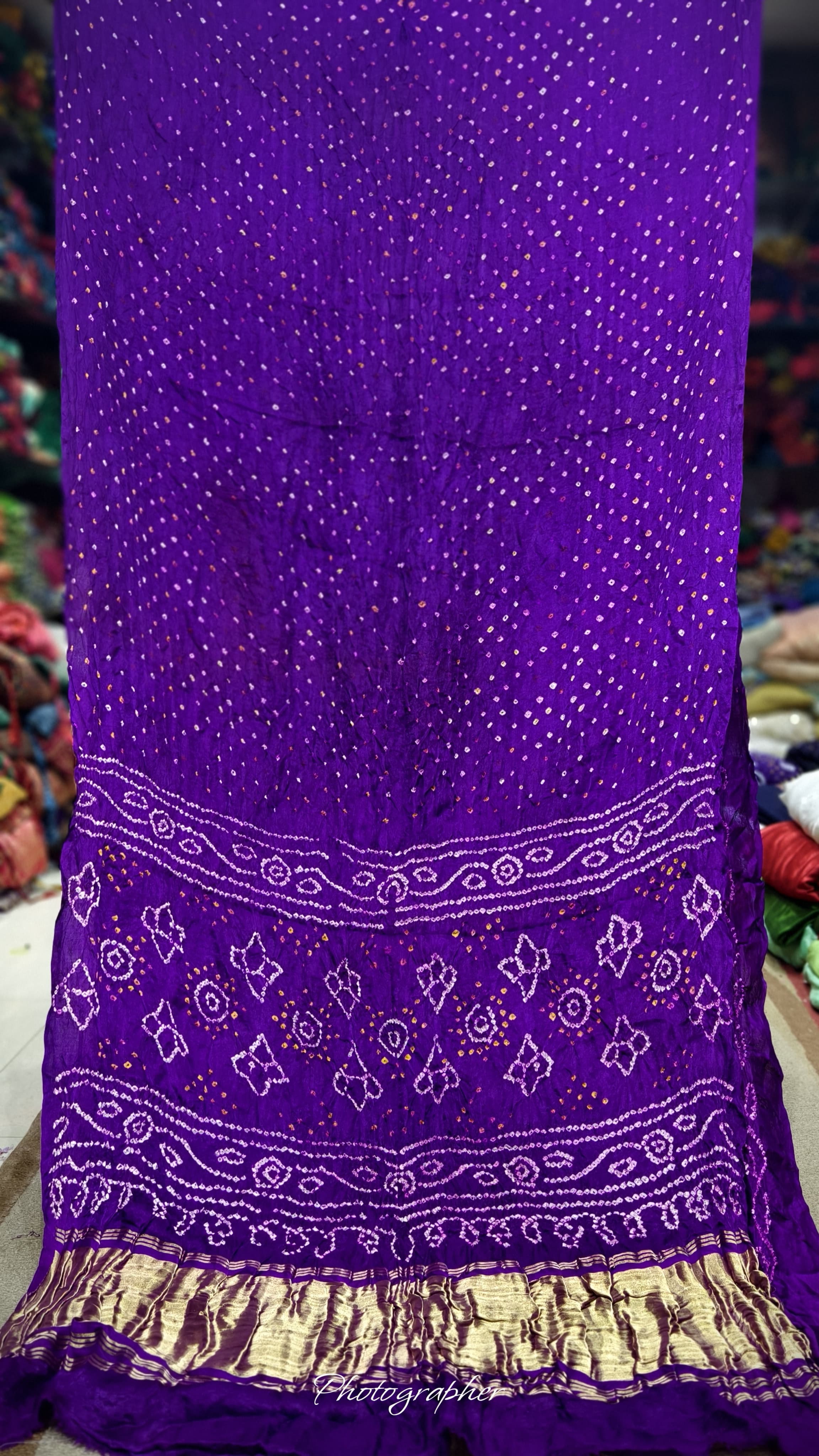 Pure Gaji Silk Hand  Bandej Saree With Lagdi Pallu