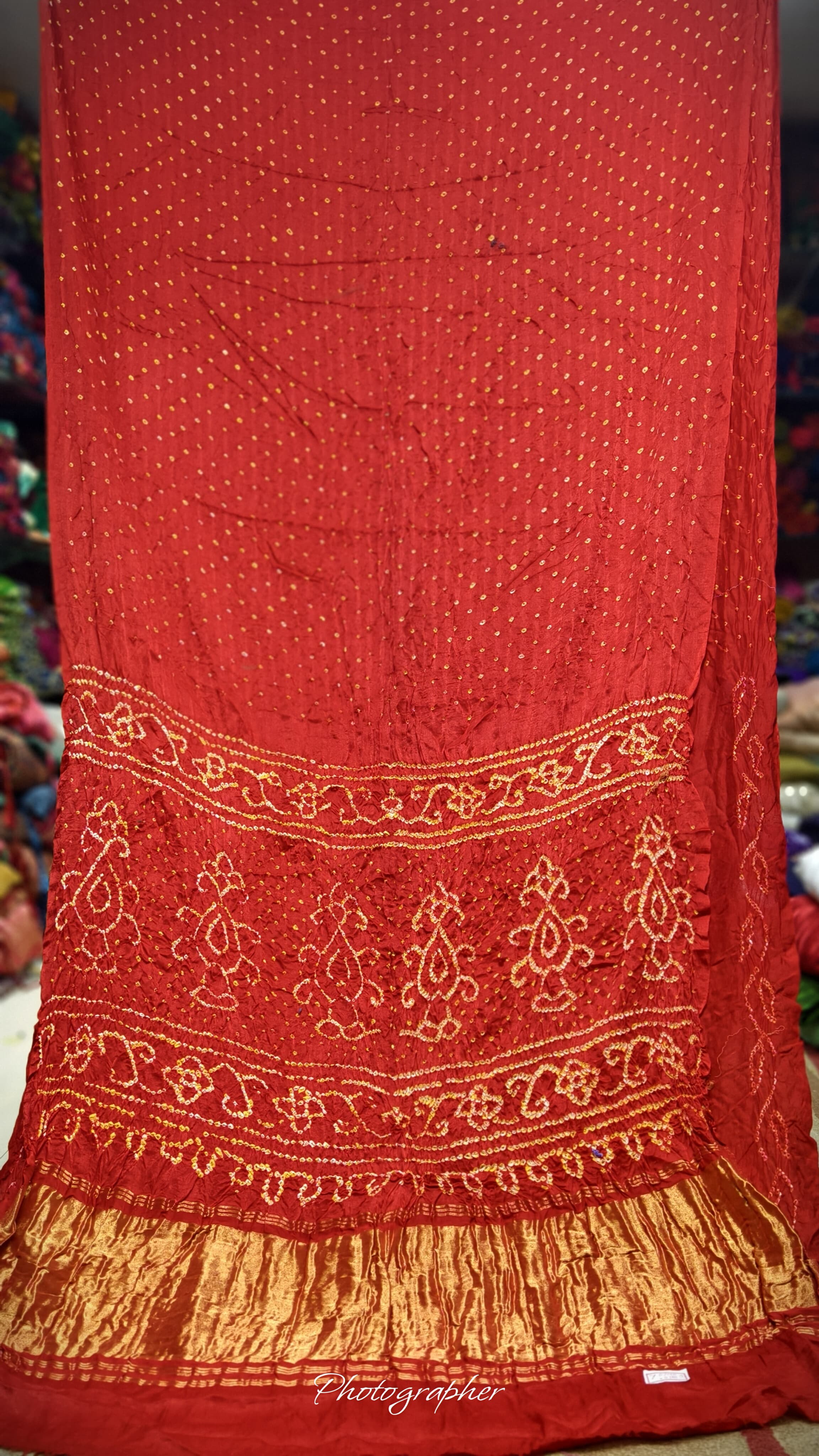 Pure Gaji Silk Hand  Bandej Saree With Lagdi Pallu