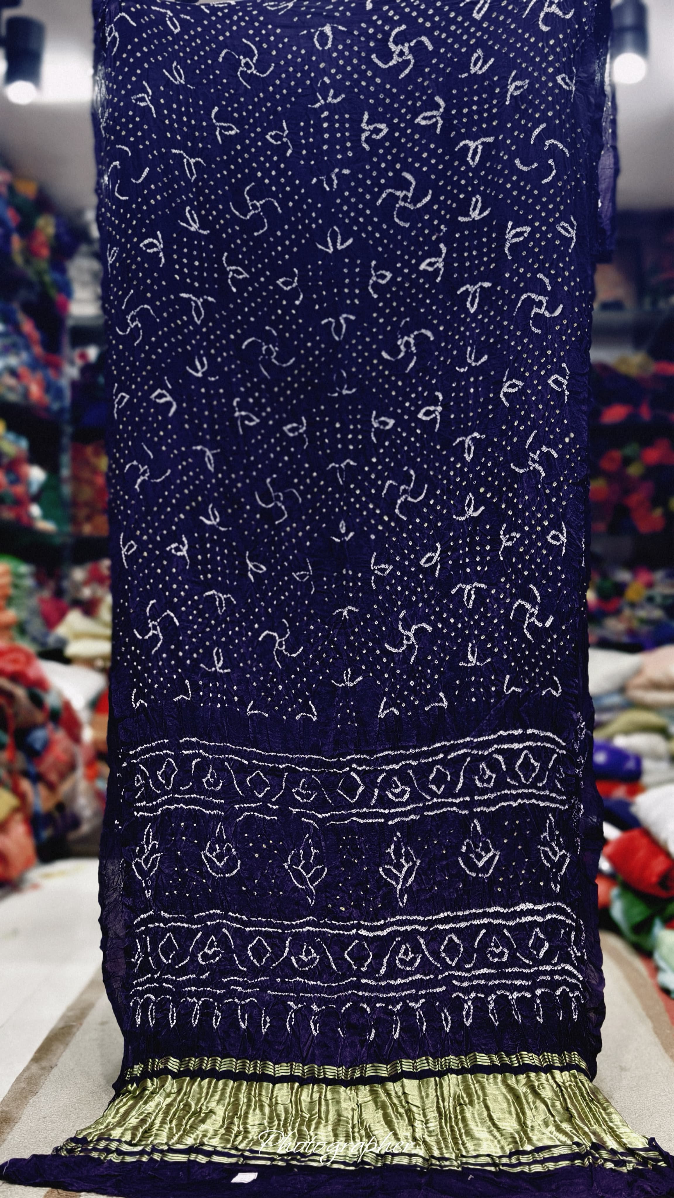 Pure Gaji Silk Hand  Bandej Saree With Lagdi Pallu