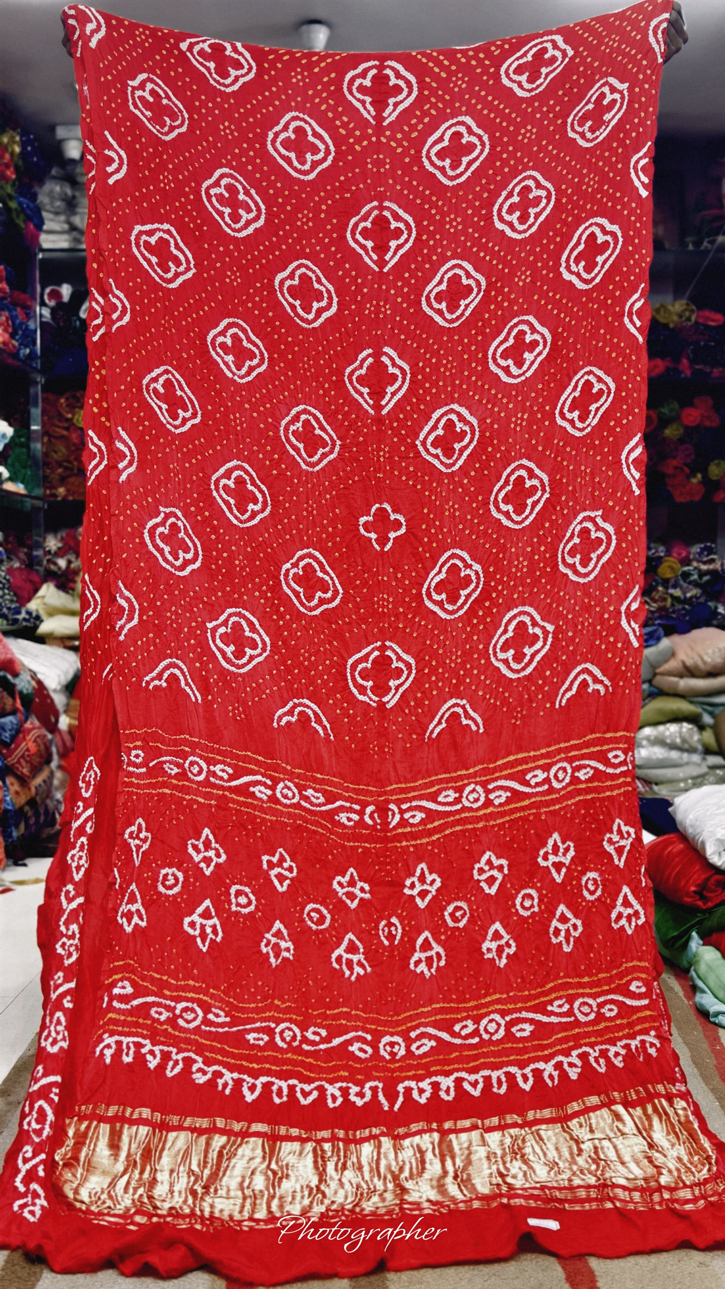 Pure Gaji Silk Hand  Bandej Saree With Lagdi Pallu