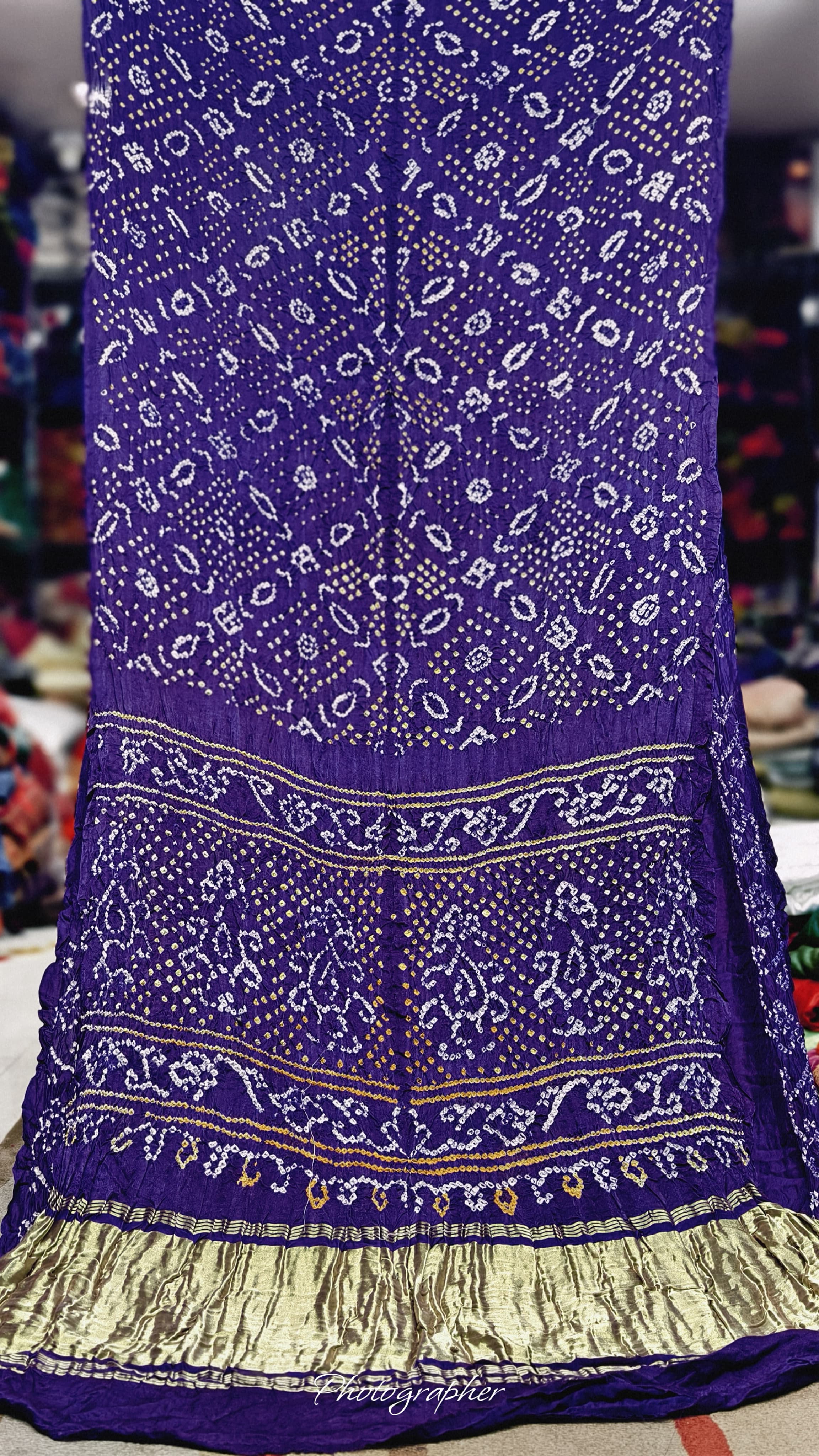 Pure Gaji Silk Hand  Bandej Saree With Lagdi Pallu