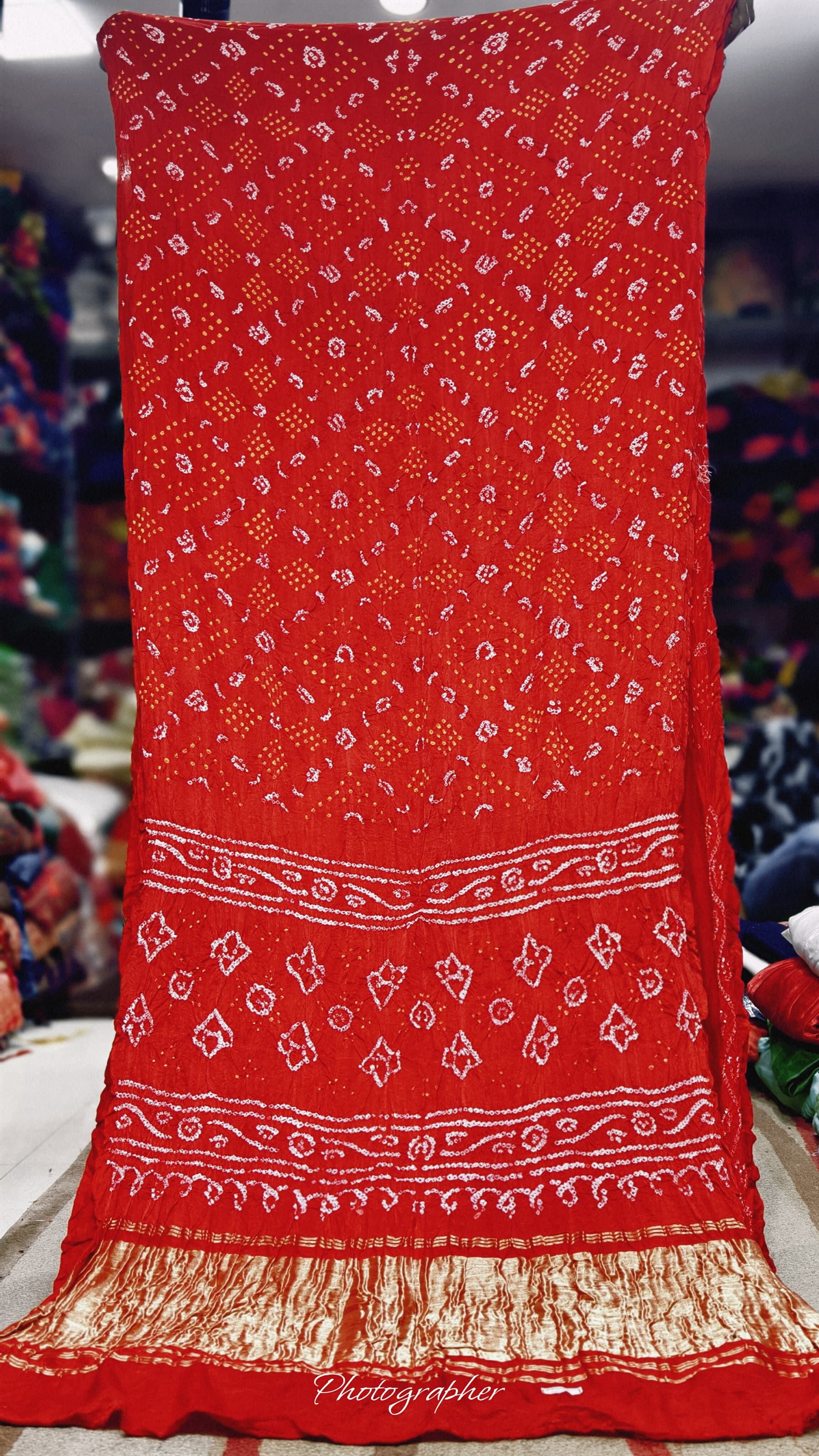 Pure Gaji Silk Hand  Bandej Saree With Lagdi Pallu