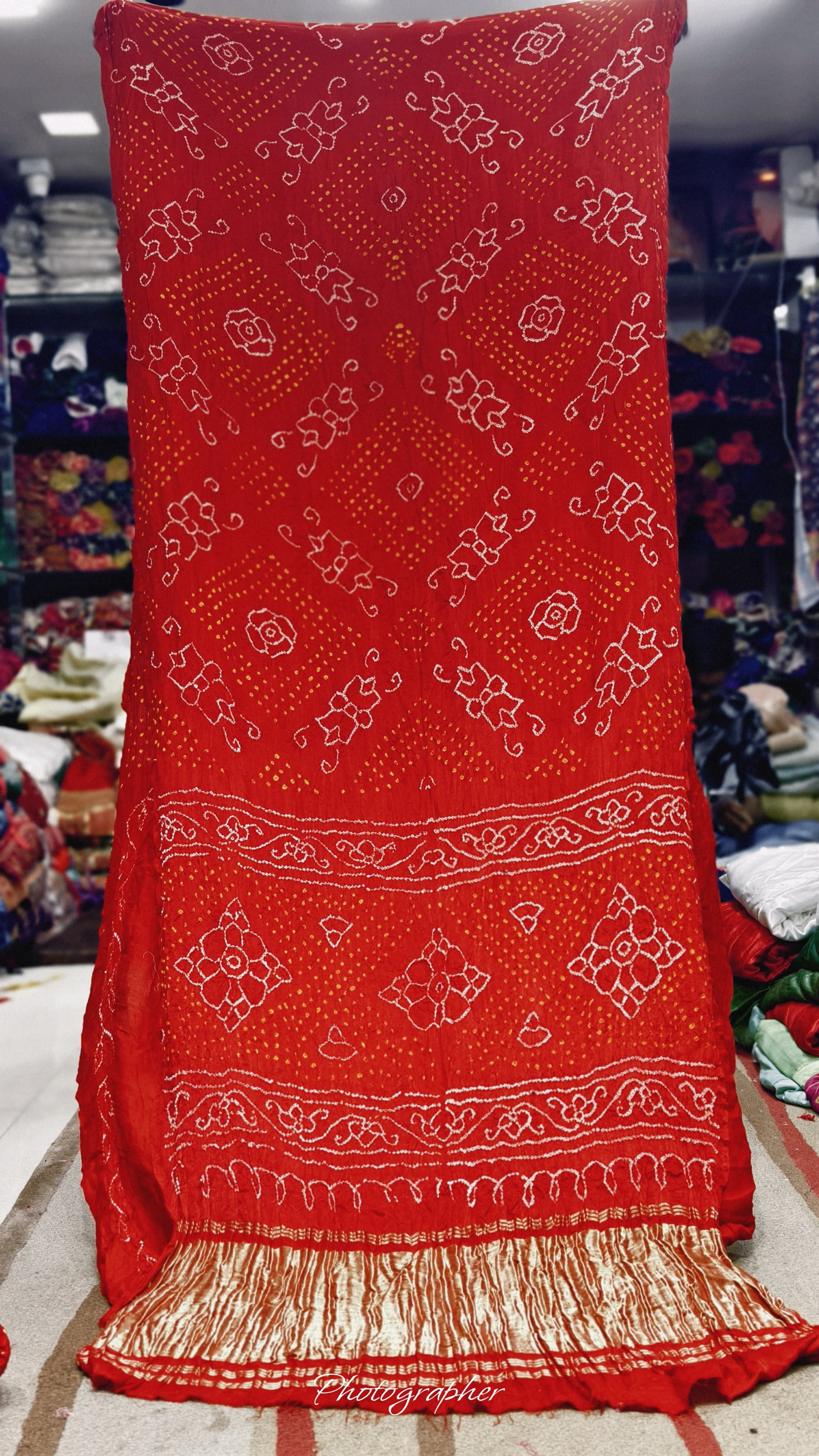 Pure Gaji Silk Hand  Bandej Saree With Lagdi Pallu