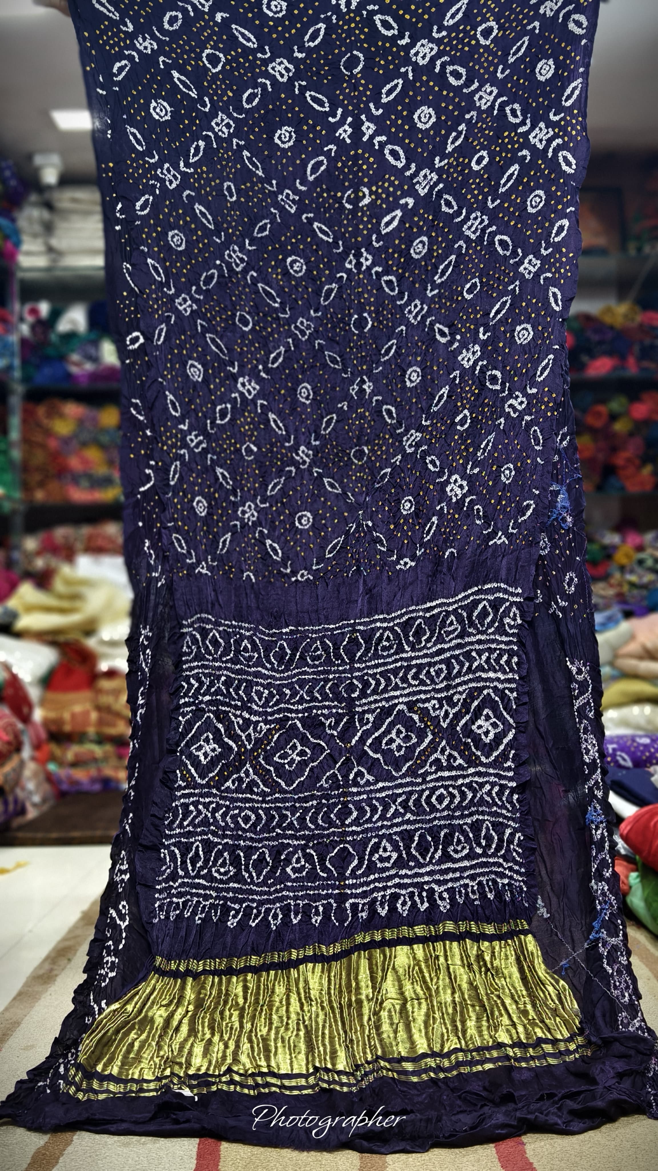 Pure Gaji Silk Hand  Bandej Saree With Lagdi Pallu