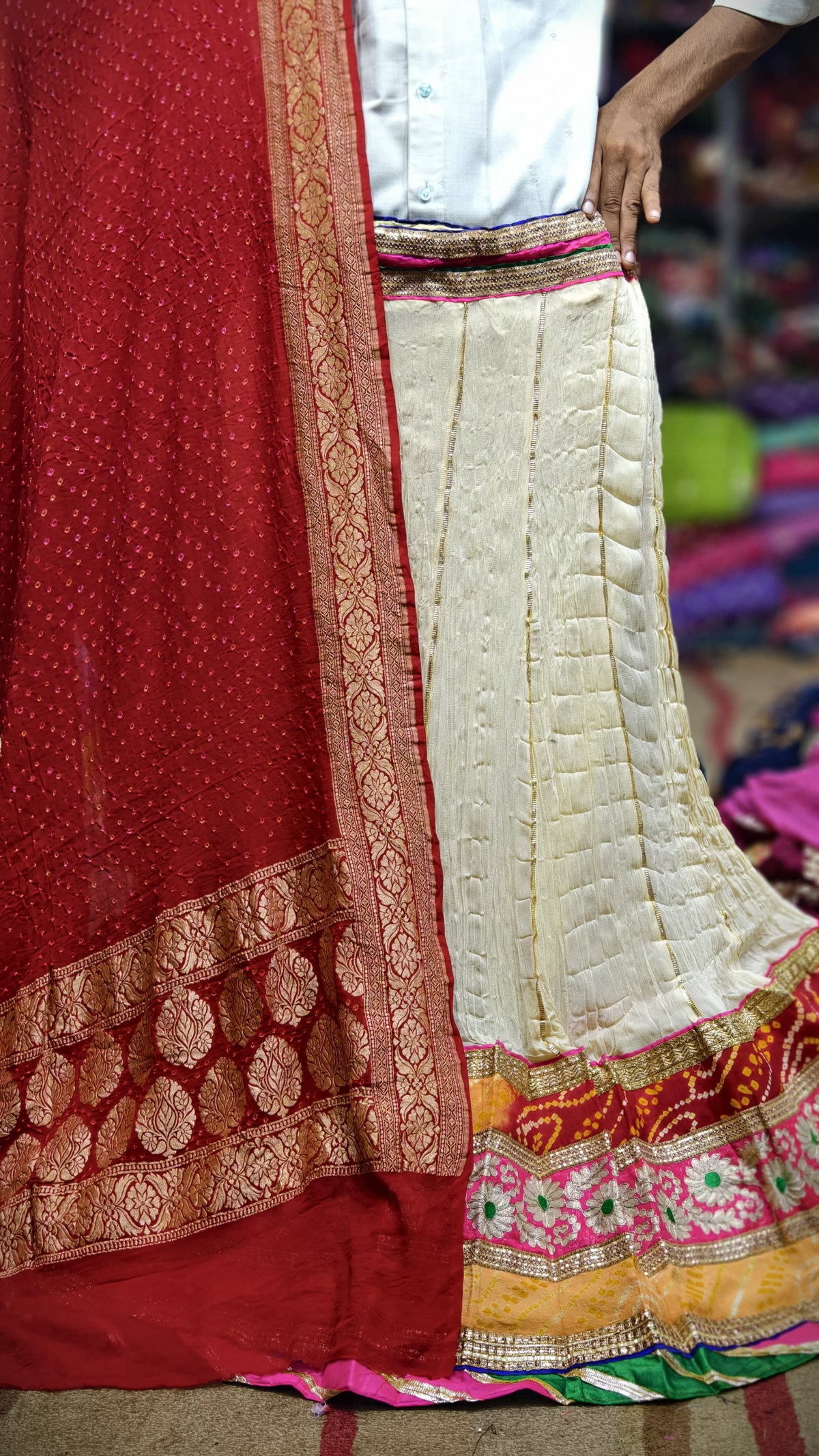 Pure Georgette Skirt with Original Hand Bandej Dupatta