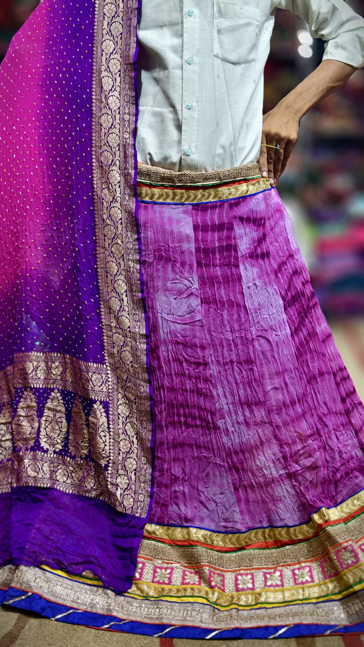 Pure Georgette Skirt with Original Hand Bandej Dupatta