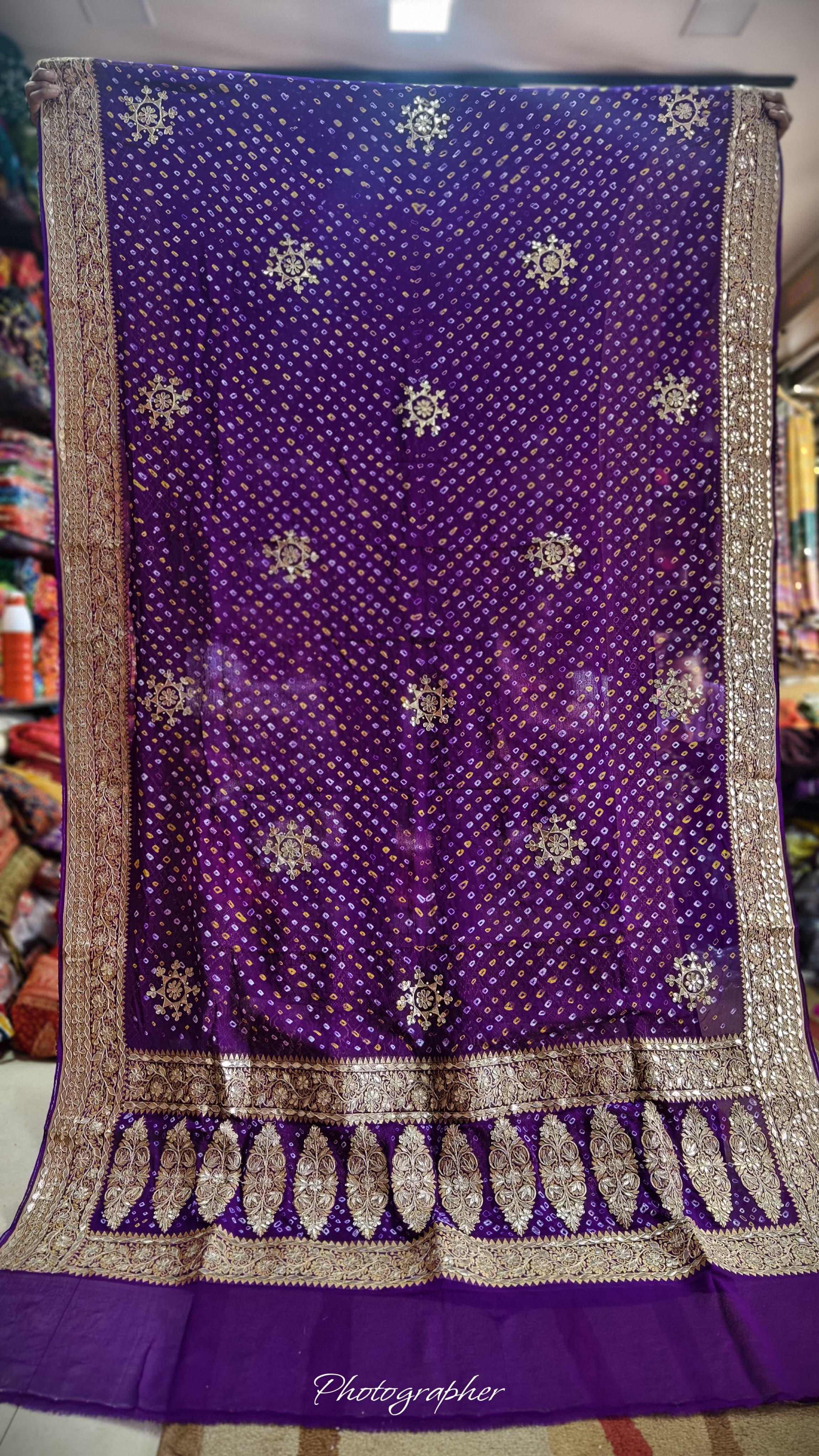 Pure Georgette Hand Bandej Dupata With Heavy Work