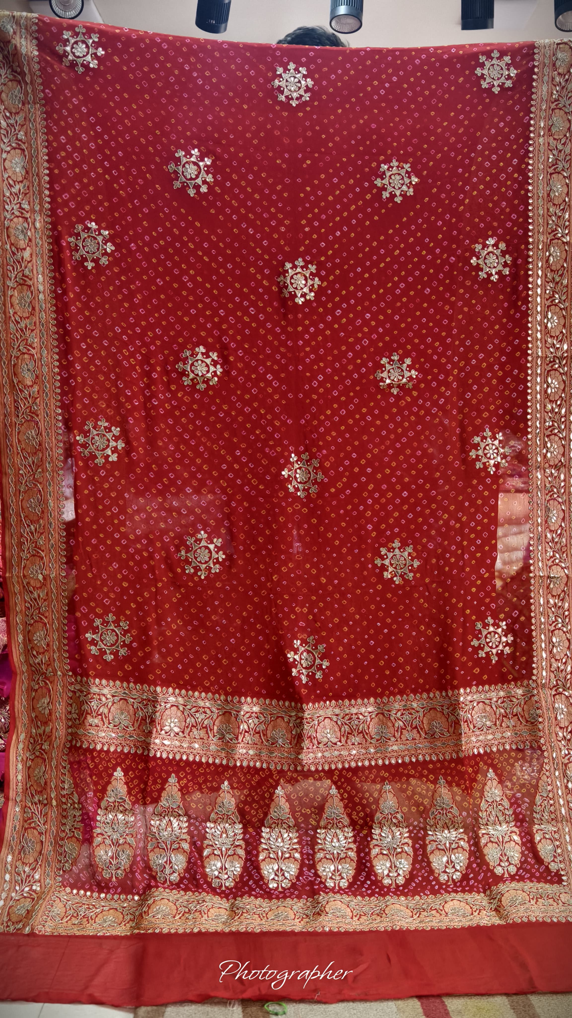 Pure Georgette Hand Bandej Dupata With Heavy Work