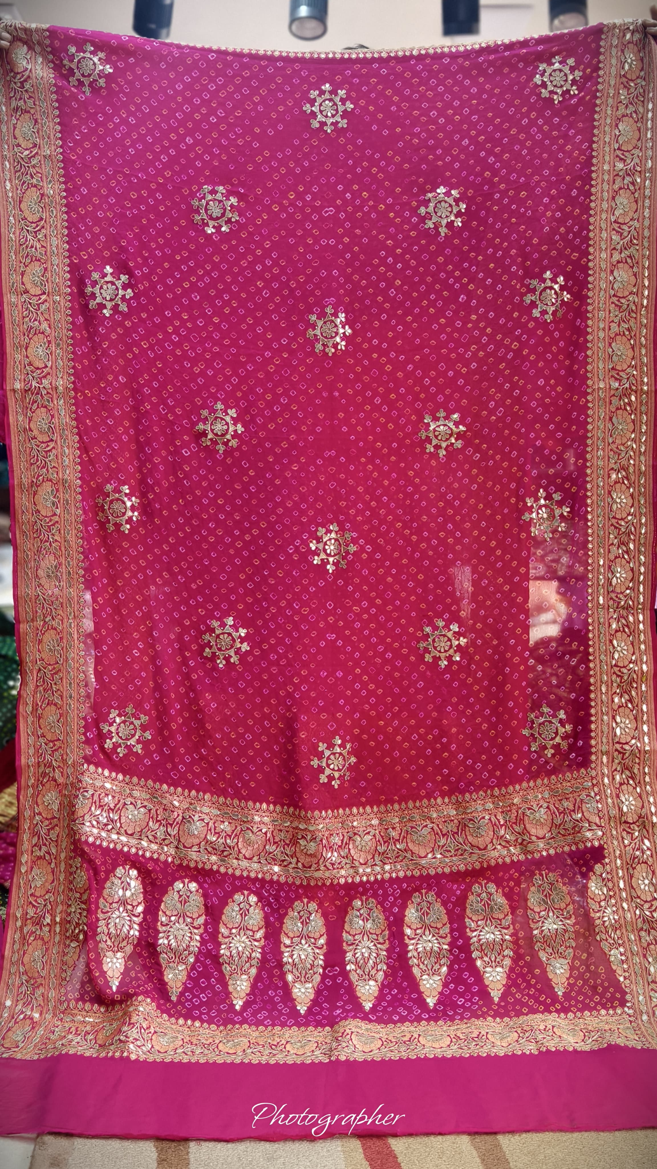 Pure Georgette Hand Bandej Dupata With Heavy Work