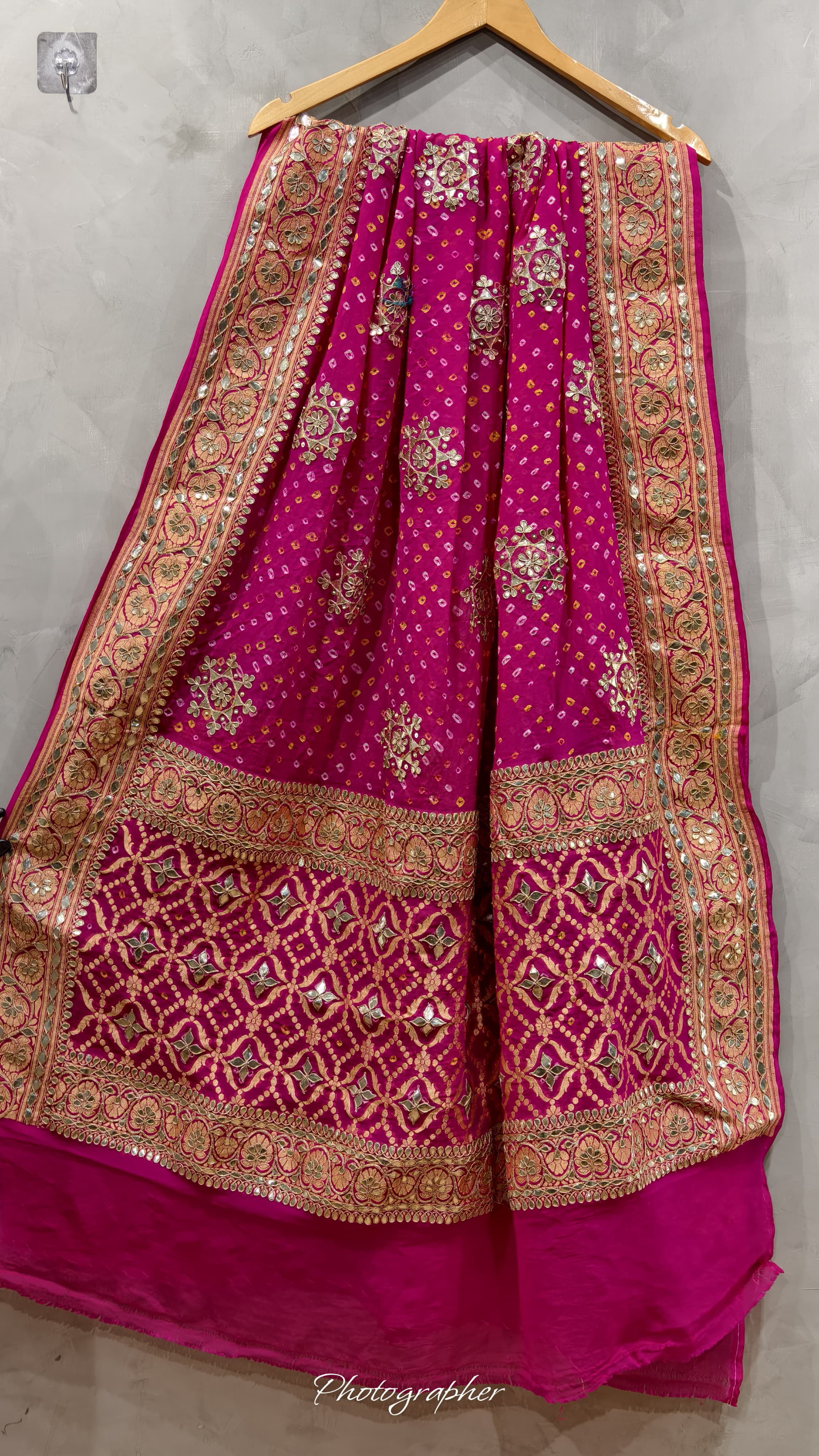 Pure Georgette Hand Bandej Dupata With Heavy Work