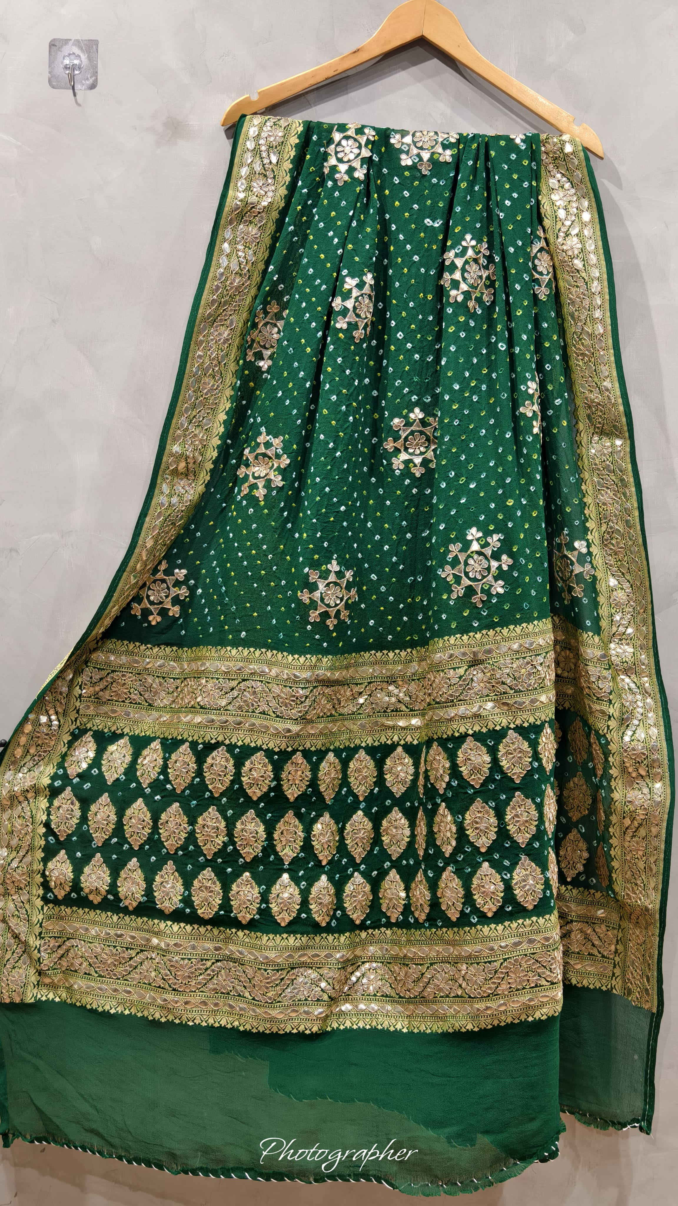 Pure Georgette Hand Bandej Dupata With Heavy Work