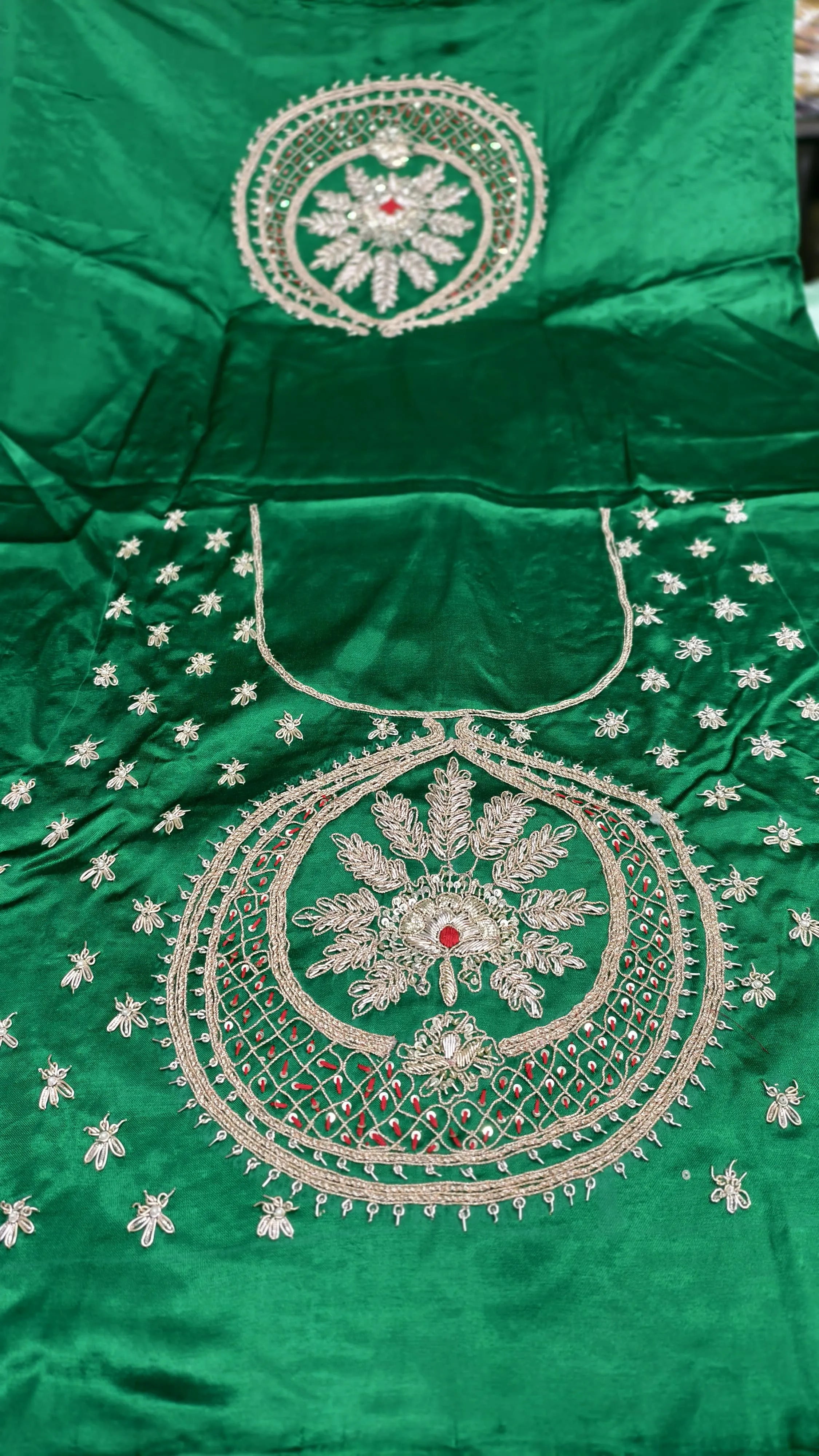 Pure Mashru Gaji Silk Blouse Piece with Pearl Jardoshi Work