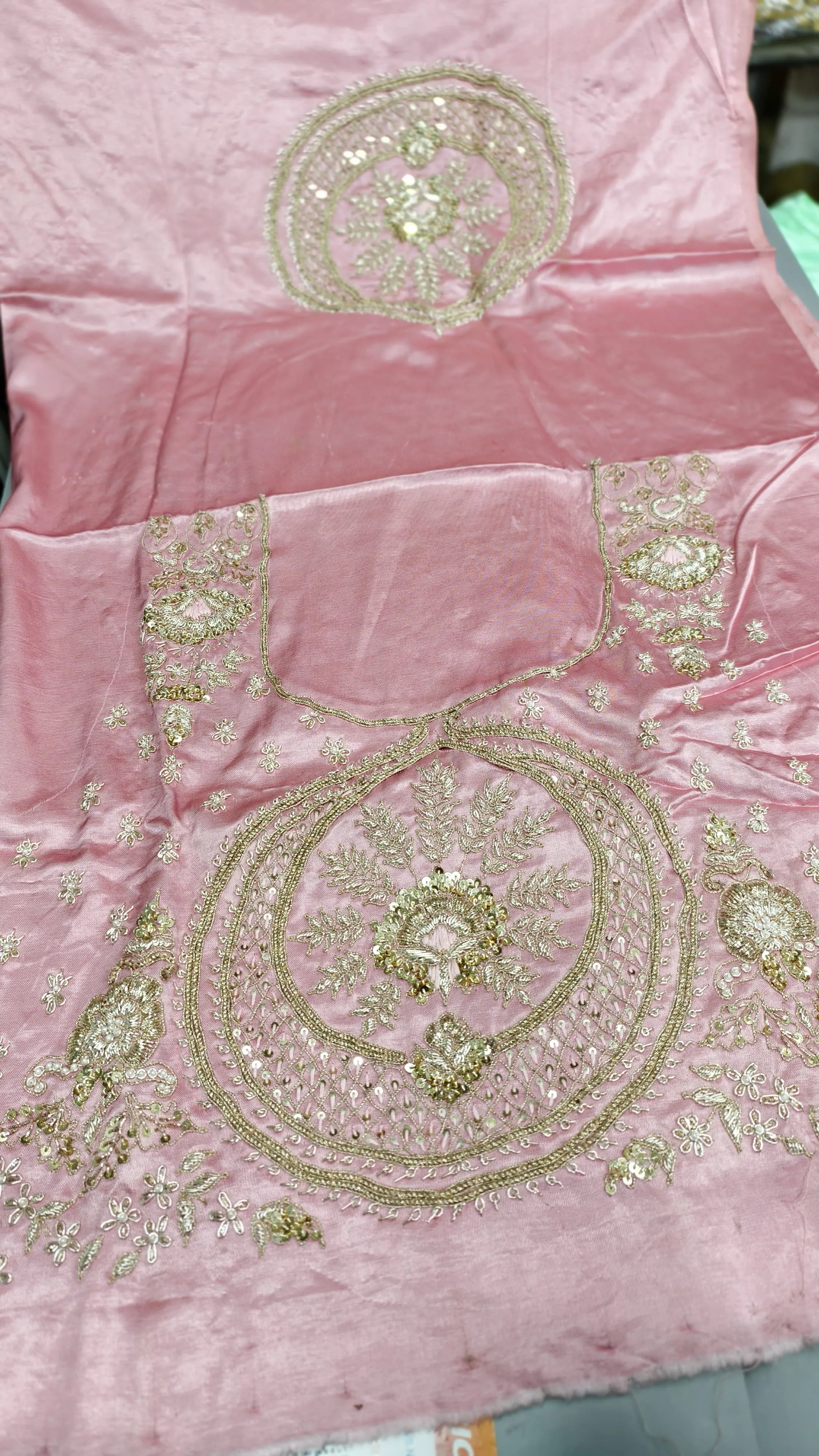 Pure Mashru Gaji Silk Blouse Piece with Pearl Jardoshi Work
