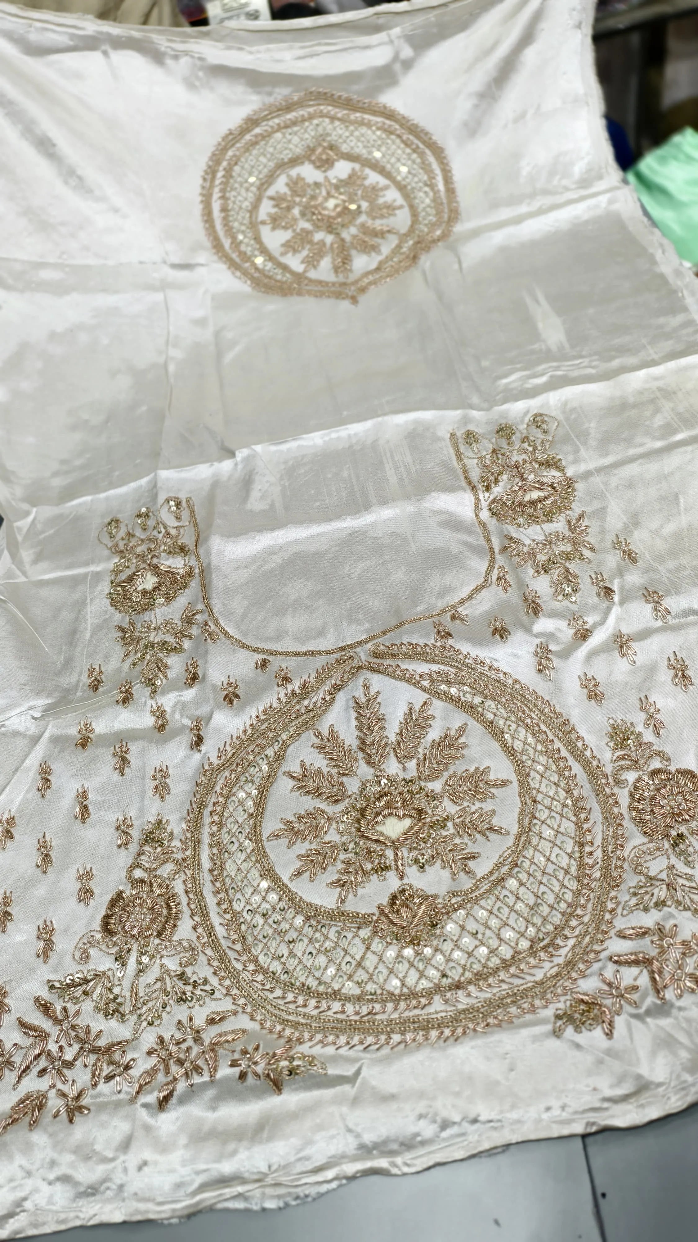 Pure Mashru Gaji Silk Blouse Piece with Pearl Jardoshi Work