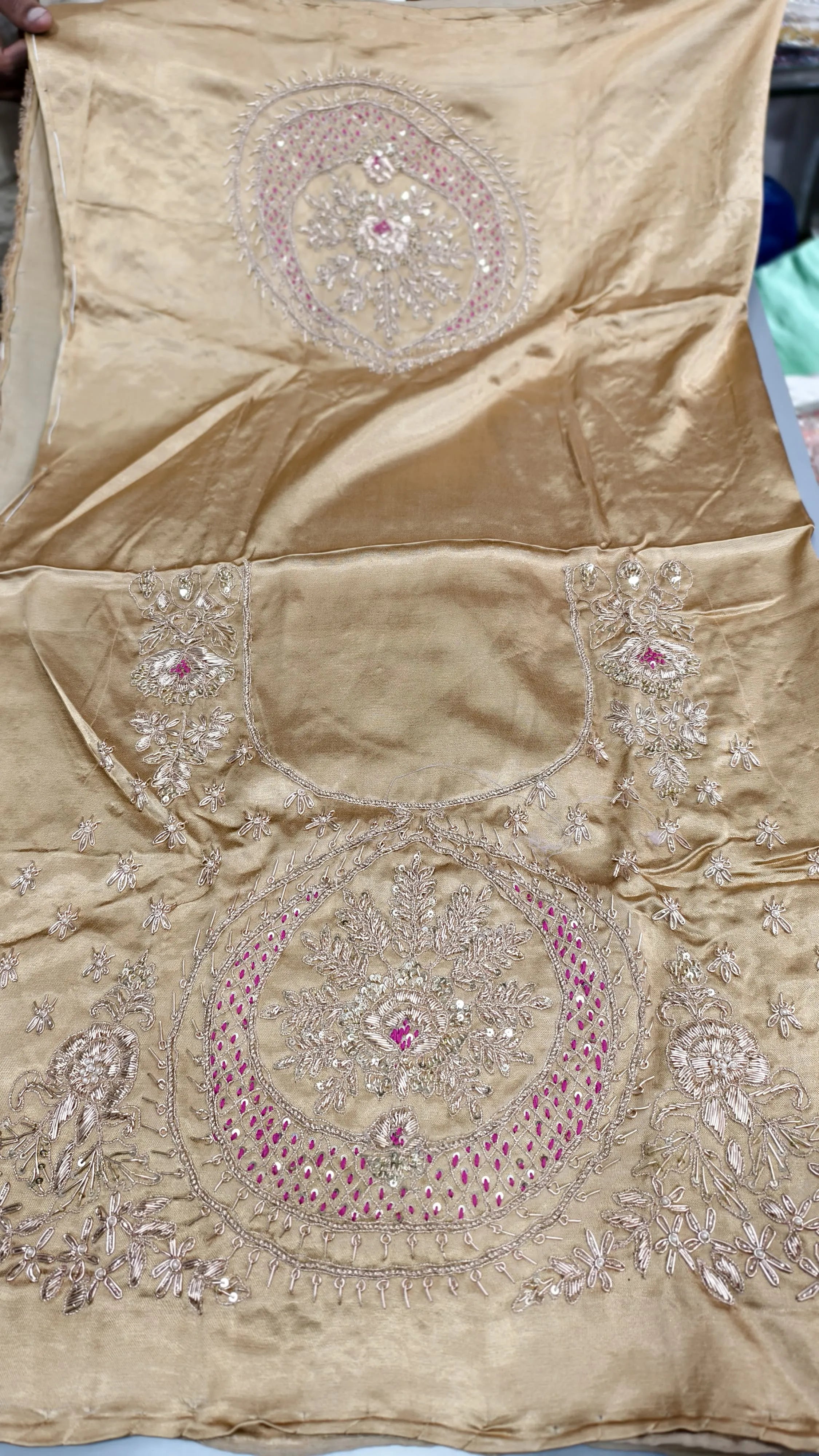 Pure Mashru Gaji Silk Blouse Piece with Pearl Jardoshi Work