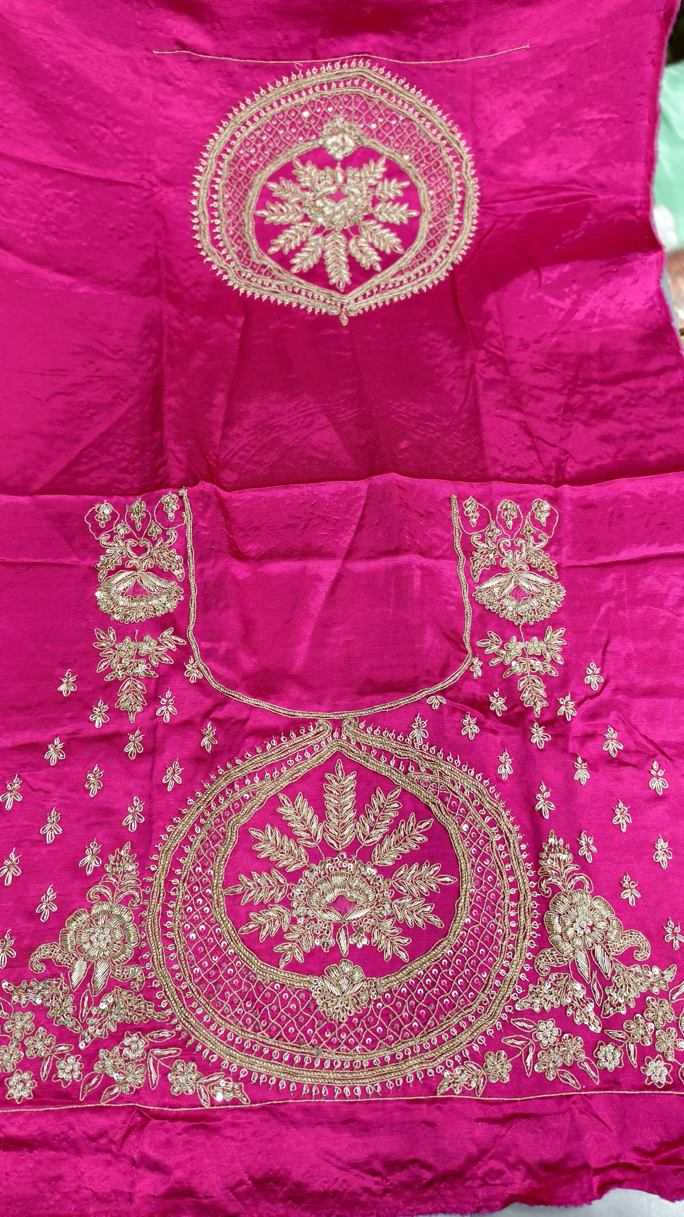 Pure Mashru Gaji Silk Blouse Piece with Pearl Jardoshi Work