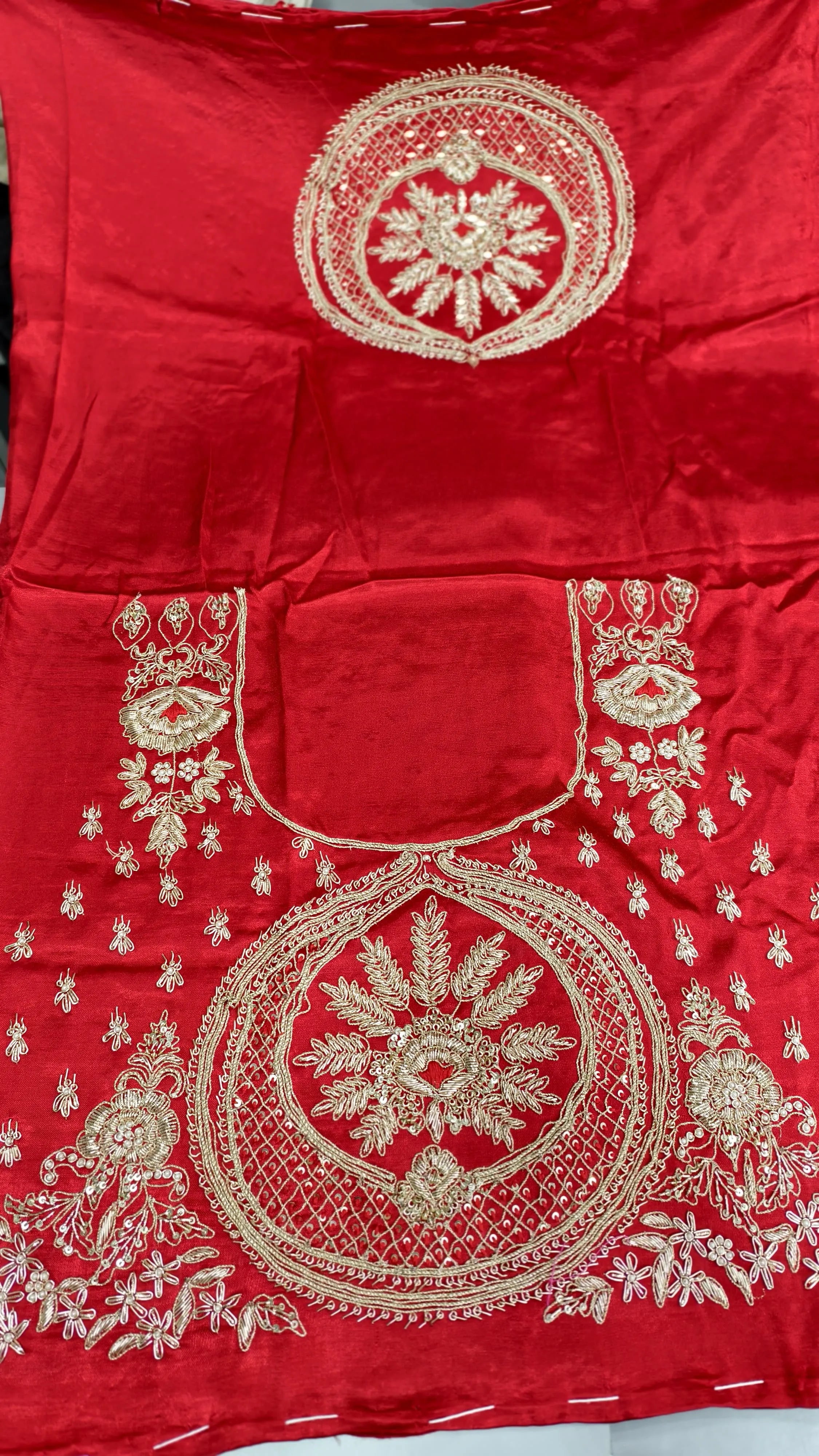 Pure Mashru Gaji Silk Blouse Piece with Pearl Jardoshi Work