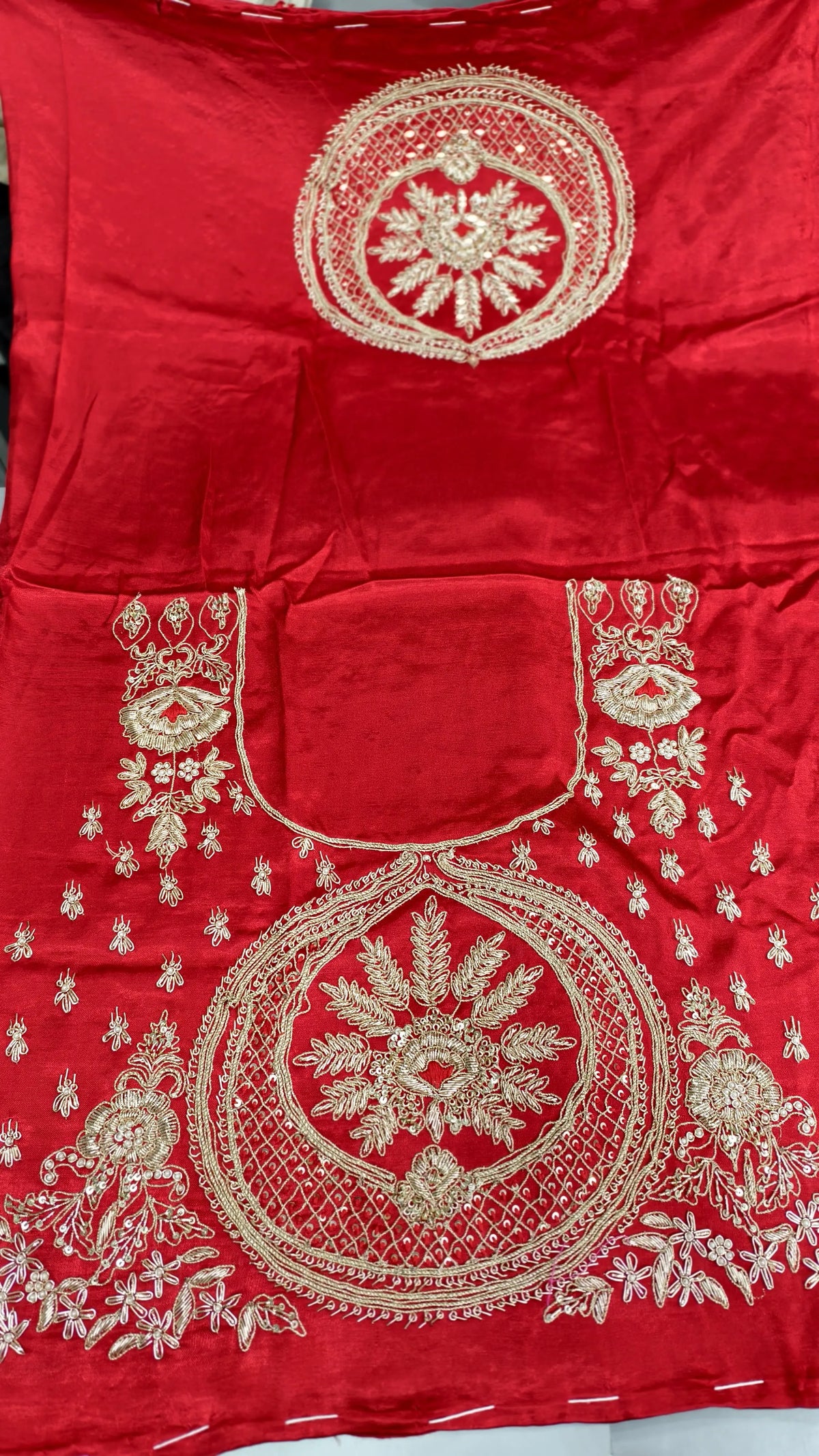 Pure Mashru Gaji Silk Blouse Piece with Pearl Jardoshi Work