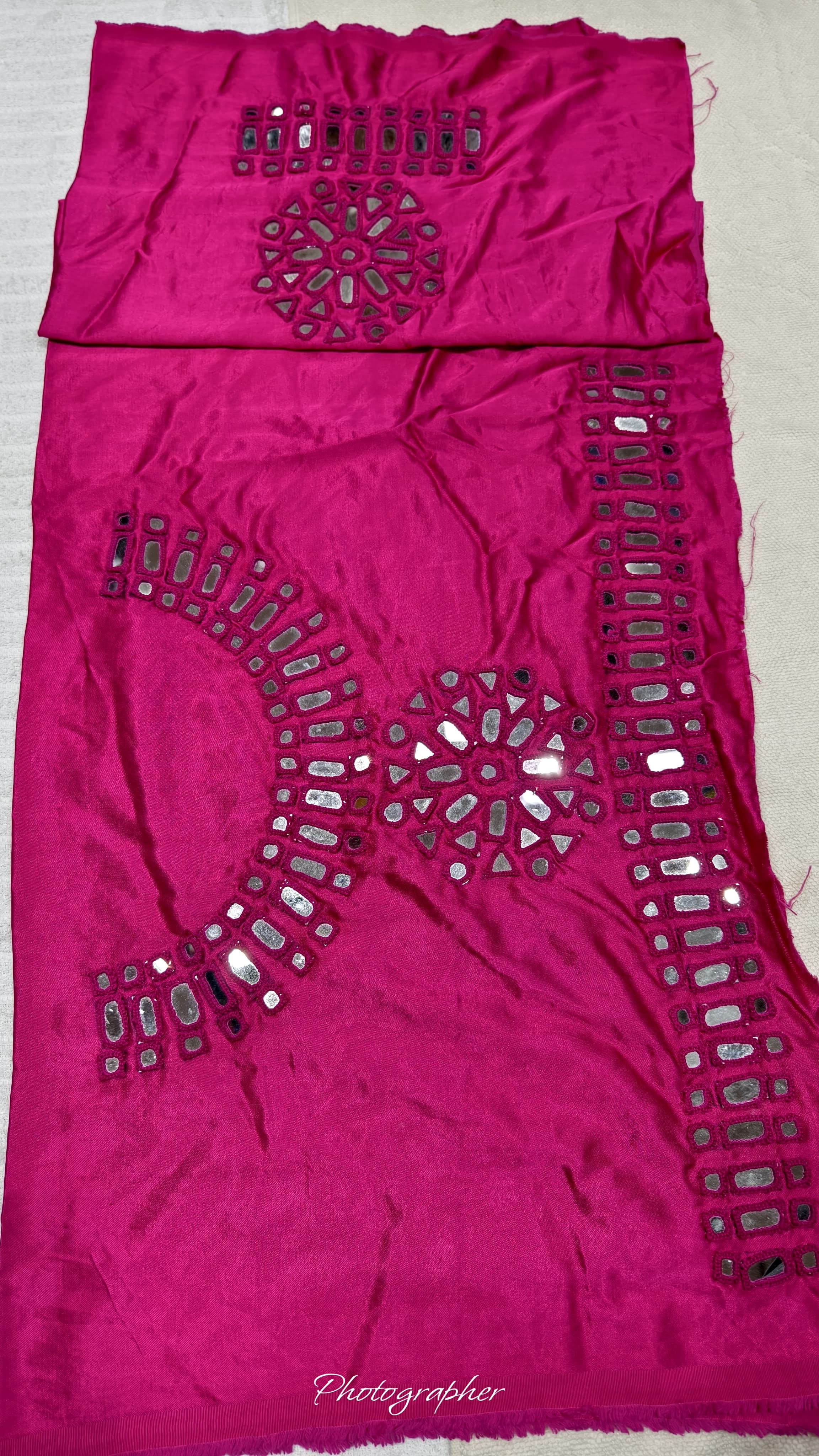 Pure Mashru Gaji Silk Hand Work Mirror Blouse With 2 Sleeves