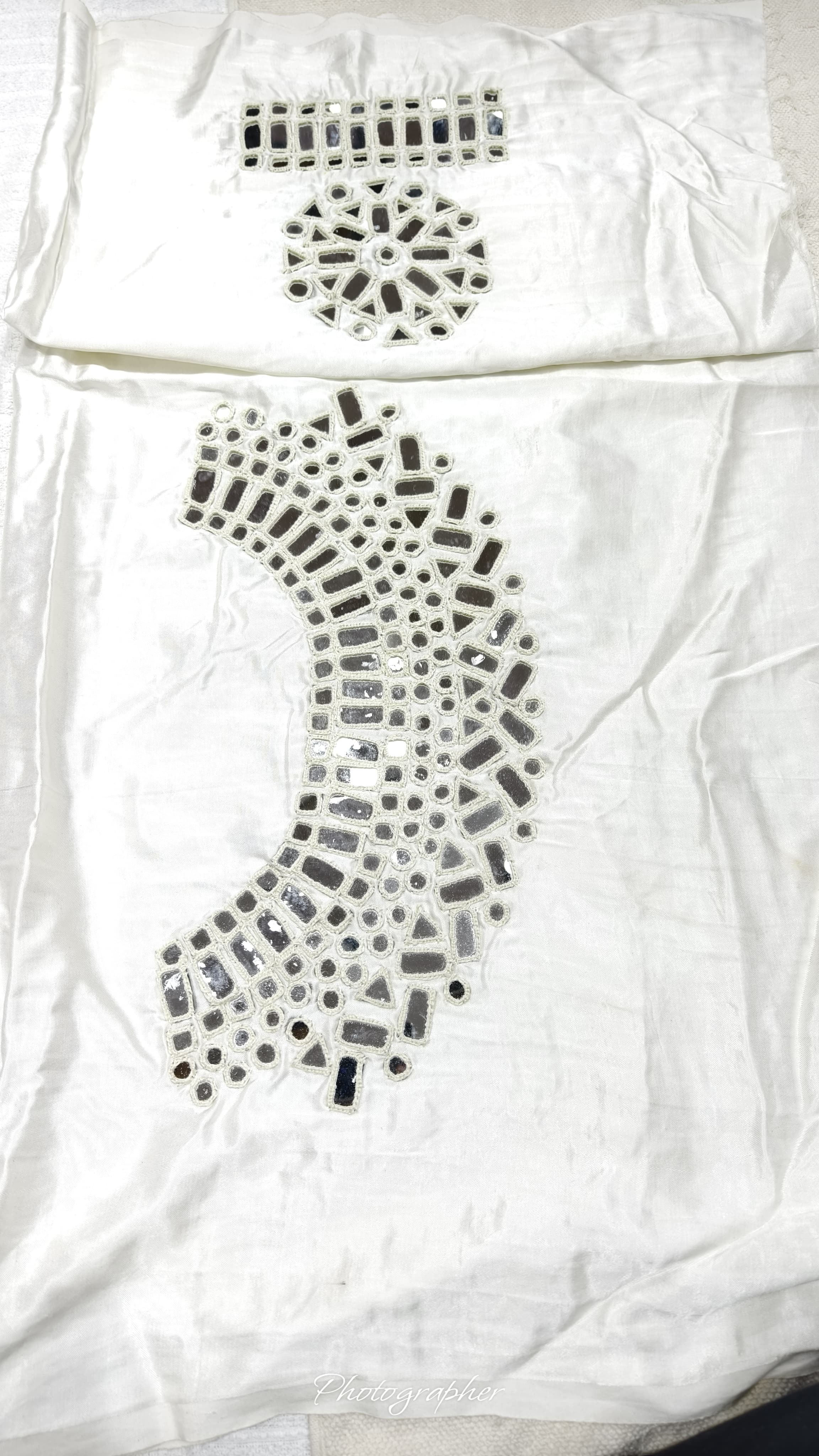 Pure Mashru Gaji Silk Hand Work Mirror Blouse With 2 Sleeves