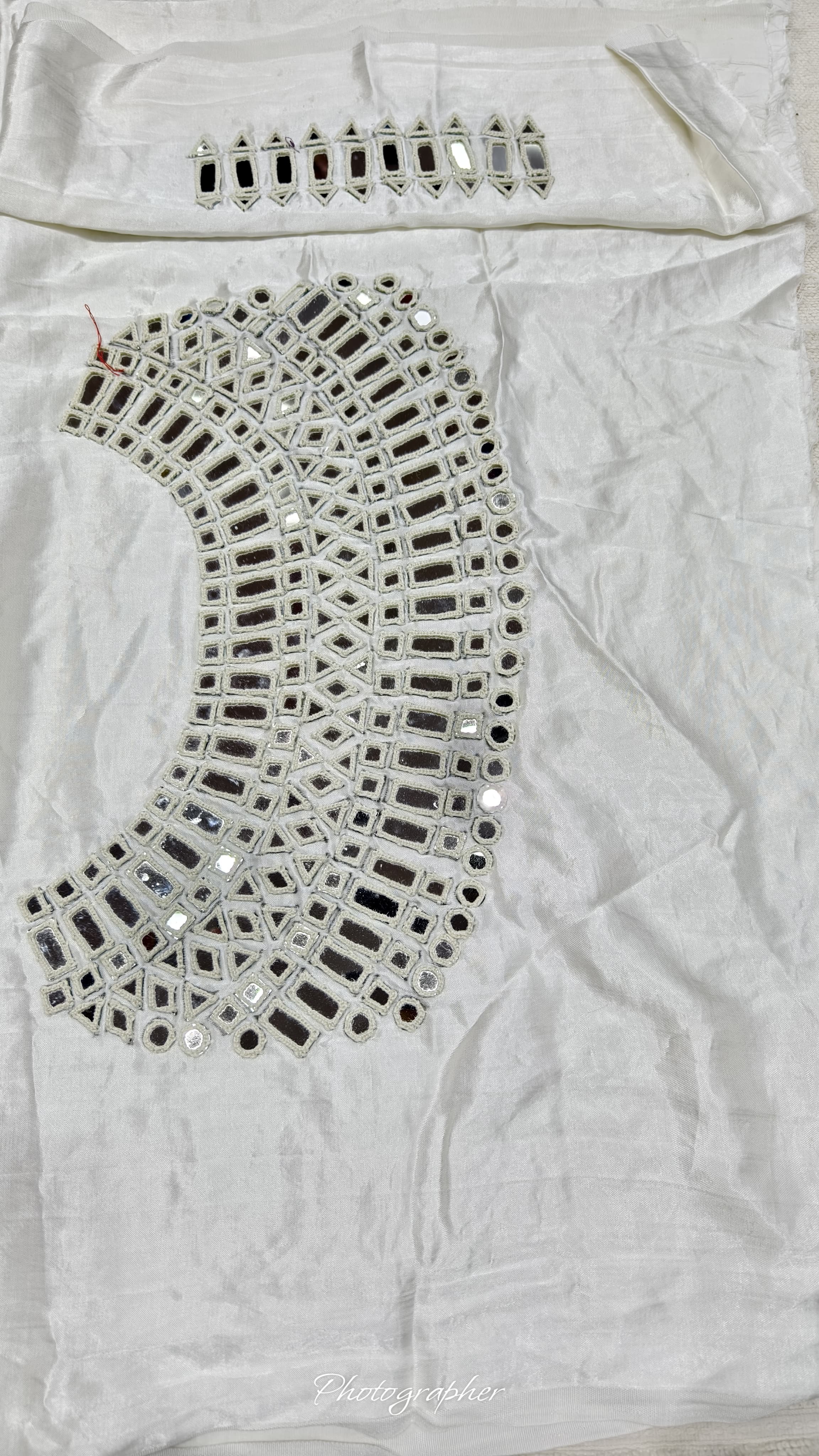 Pure Mashru Gaji Silk Hand Work Mirror Blouse With 2 Sleeves