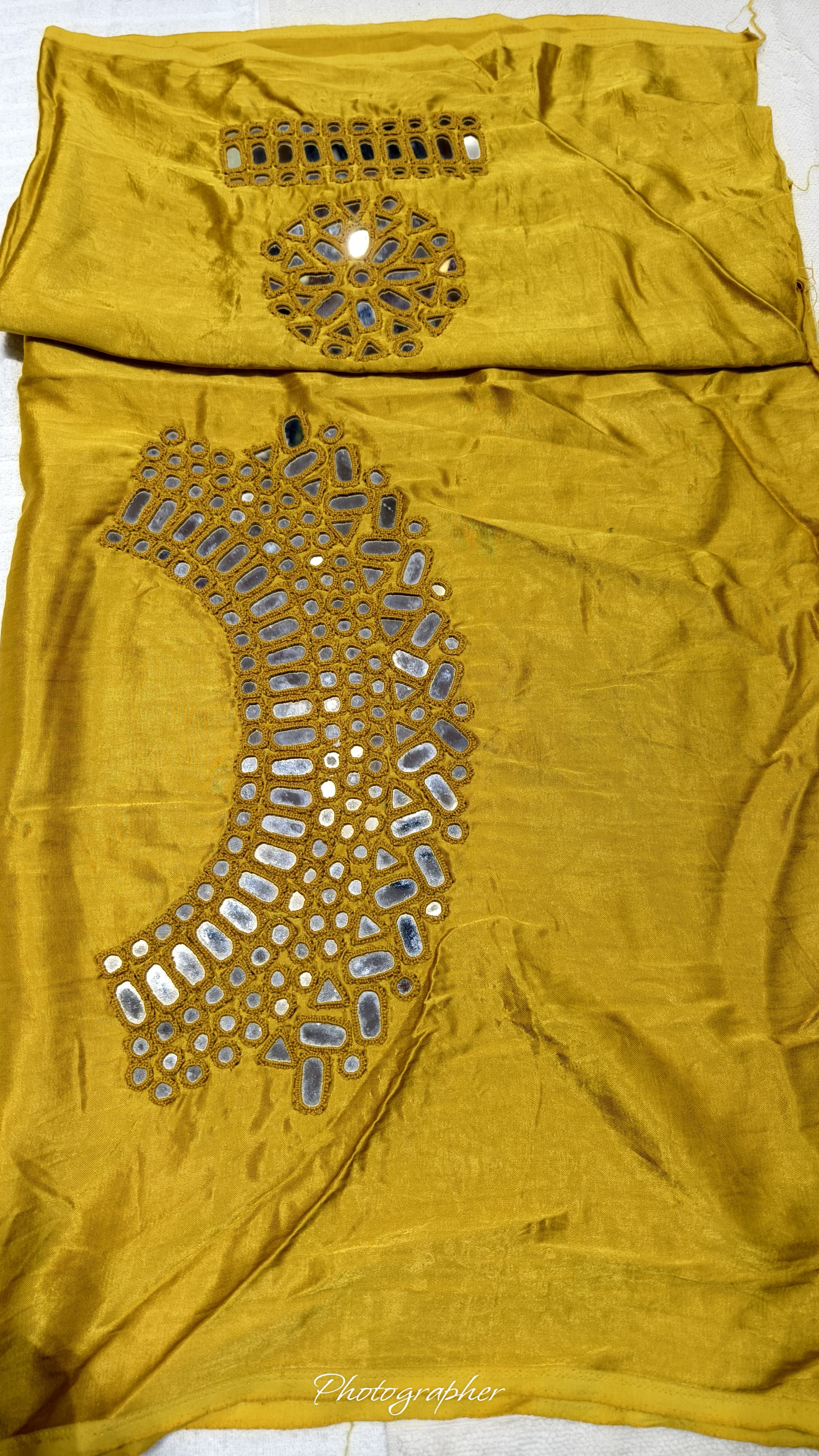 Pure Mashru Gaji Silk Hand Work Mirror Blouse With 2 Sleeves