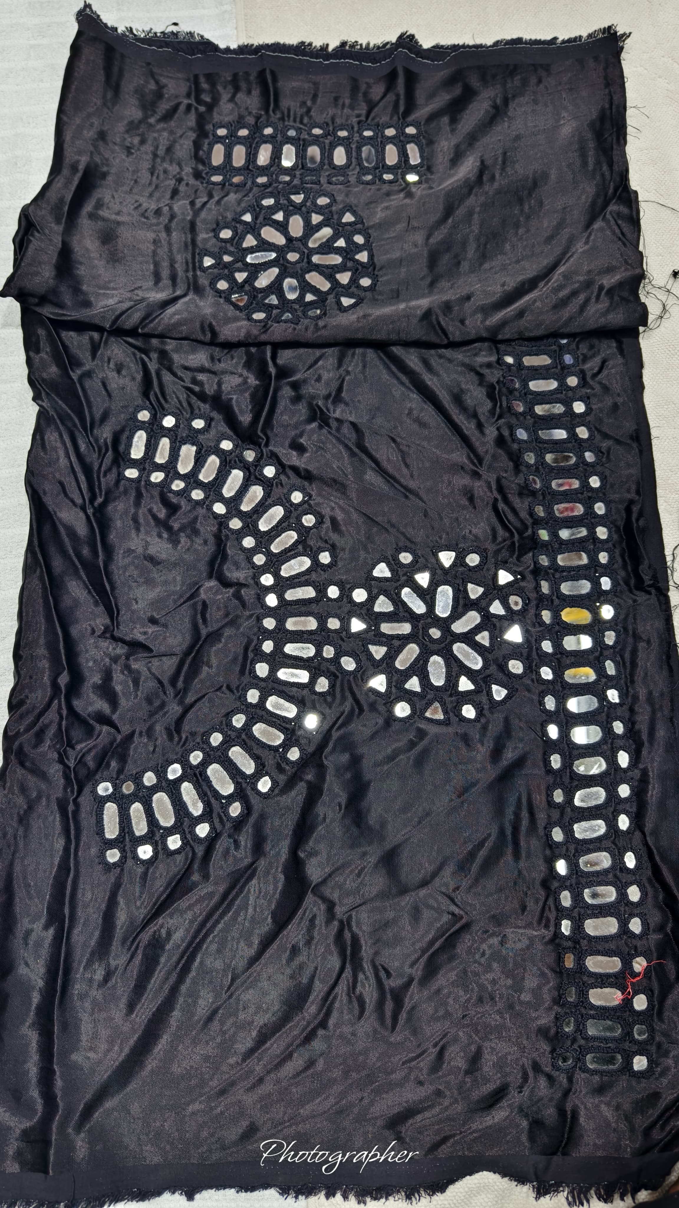 Pure Mashru Gaji Silk Hand Work Mirror Blouse With 2 Sleeves