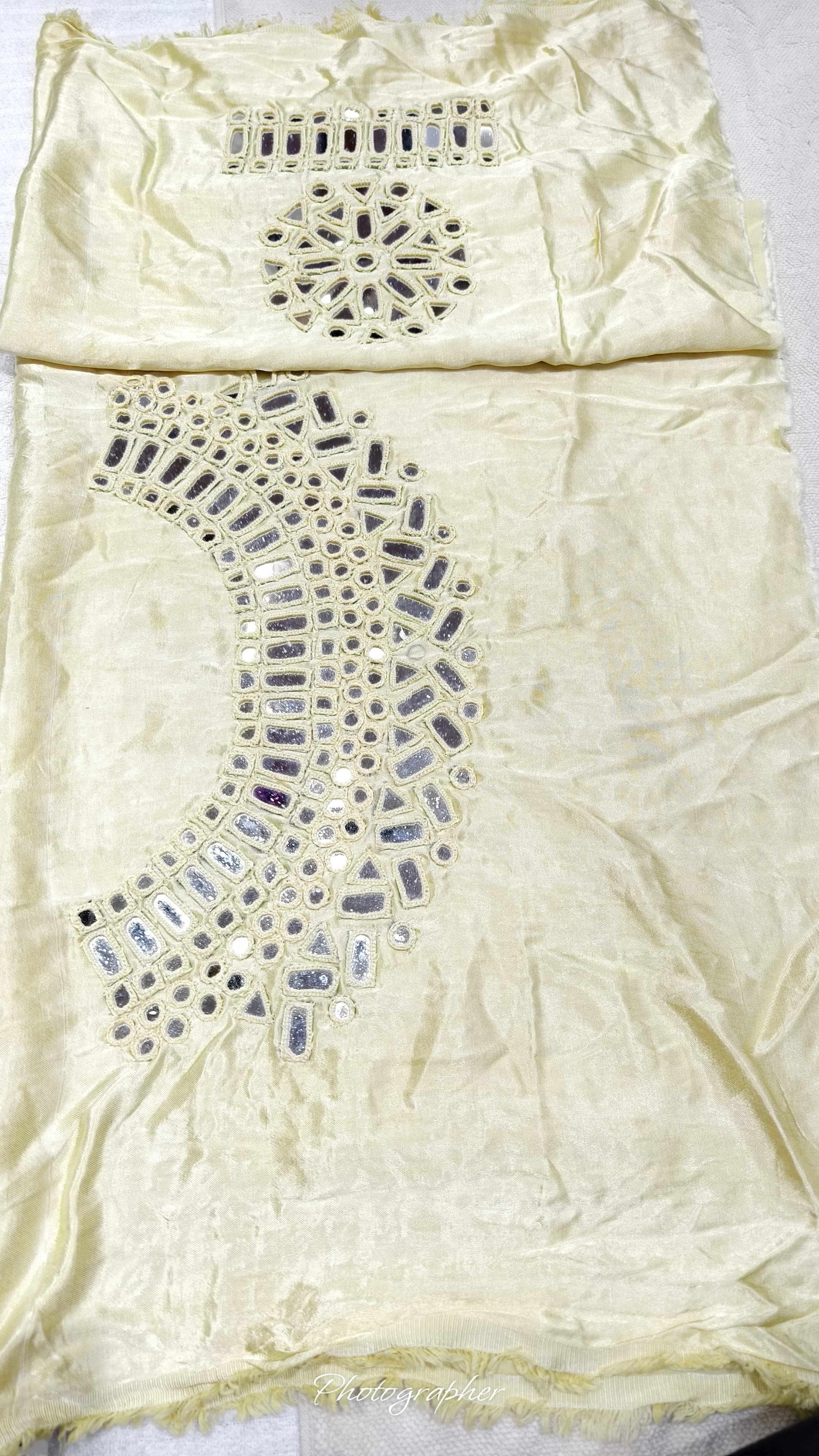 Pure Mashru Gaji Silk Hand Work Mirror Blouse With 2 Sleeves