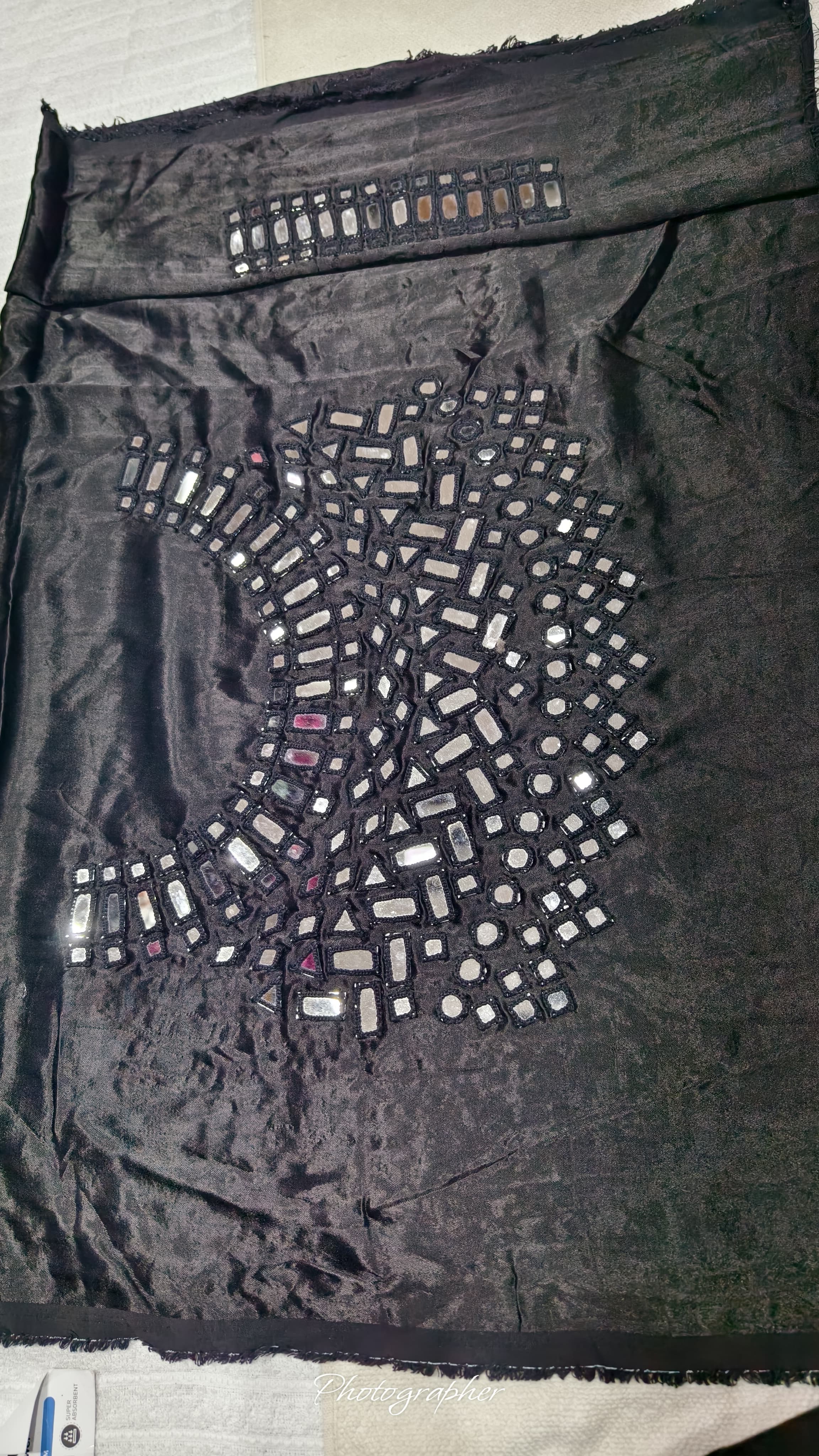 Pure Mashru Gaji Silk Hand Work Mirror Blouse With 2 Sleeves