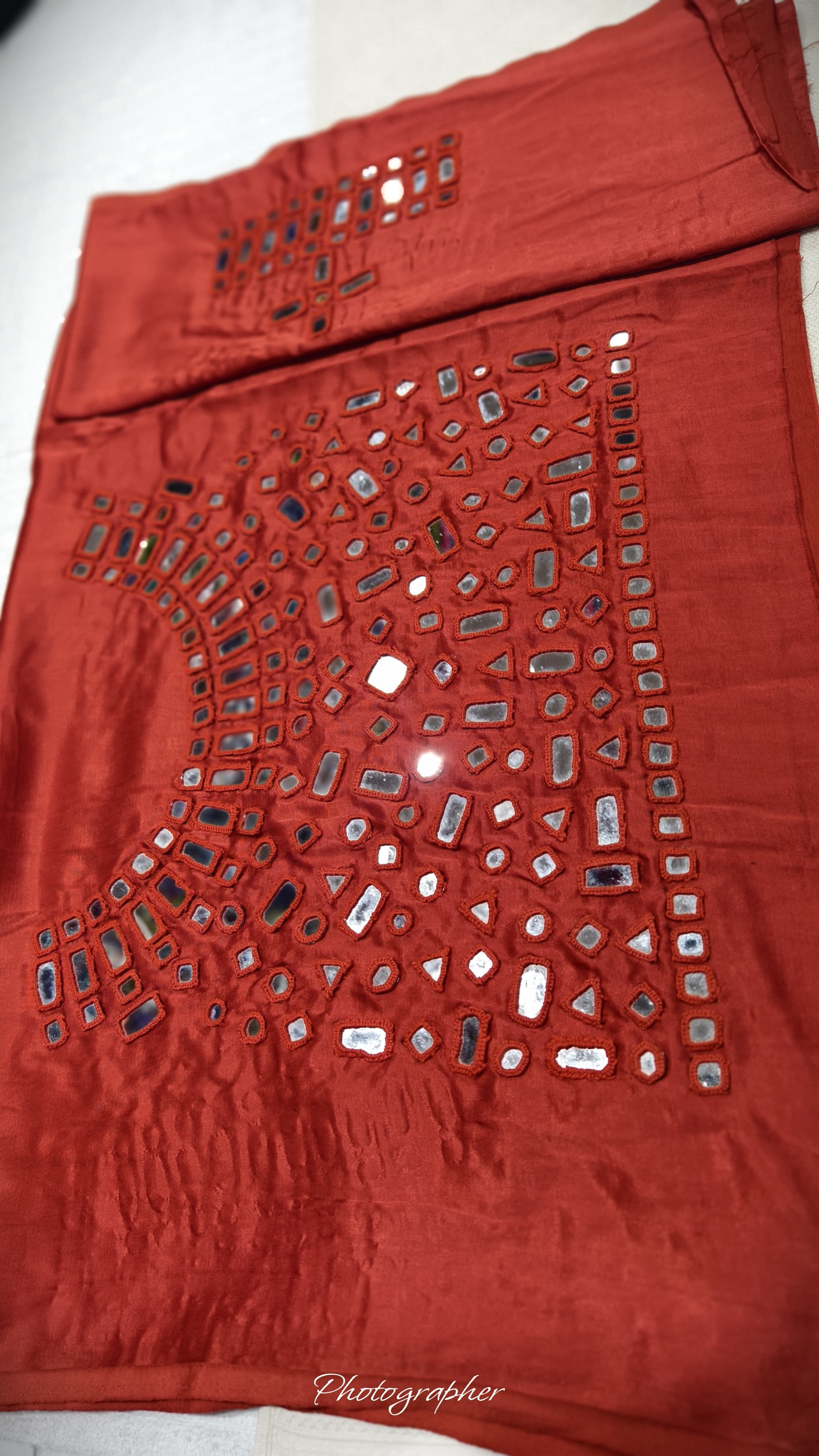 Pure Mashru Gaji Silk Hand Work Mirror Blouse With 2 Sleeves