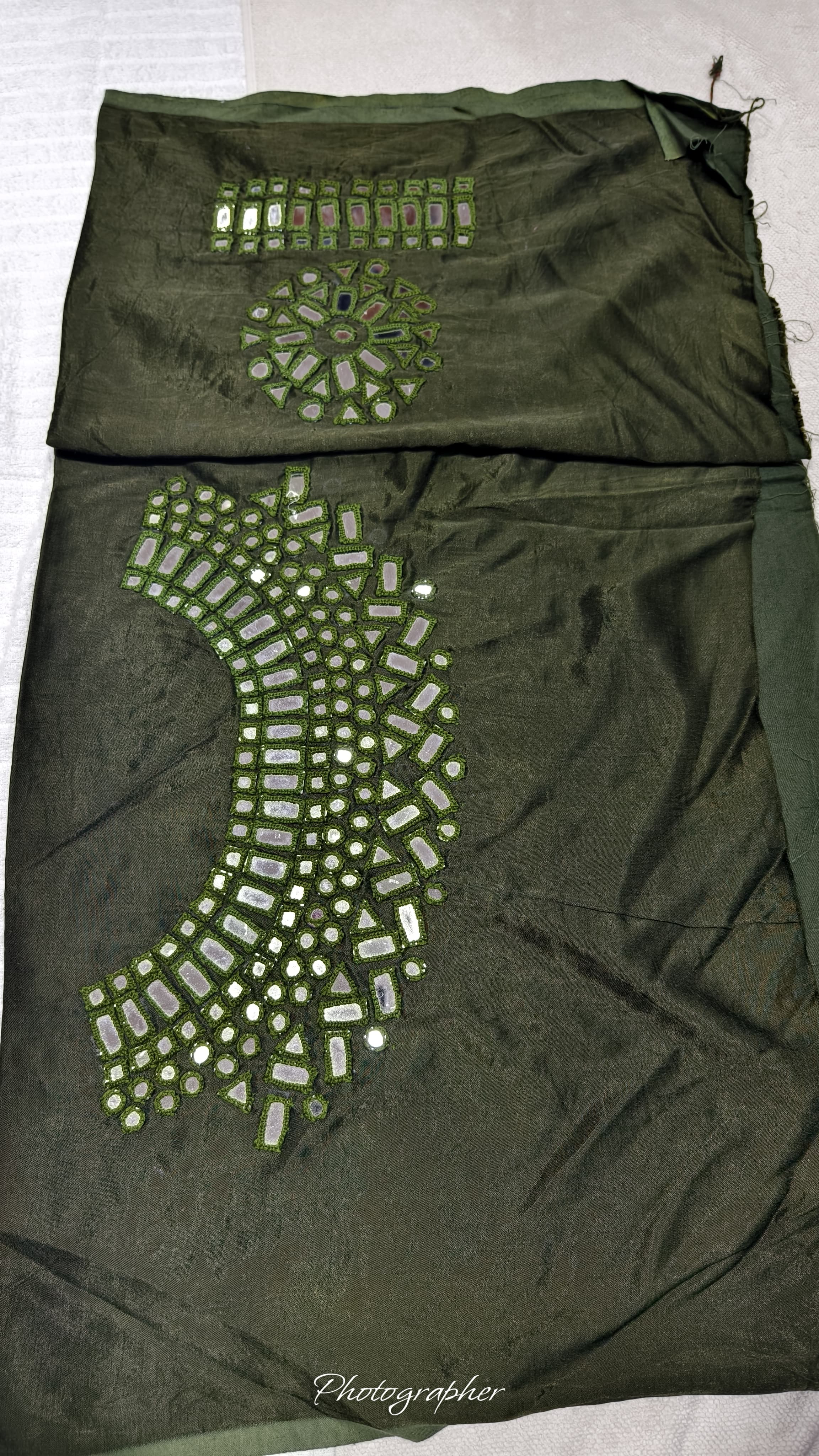 Pure Mashru Gaji Silk Hand Work Mirror Blouse With 2 Sleeves