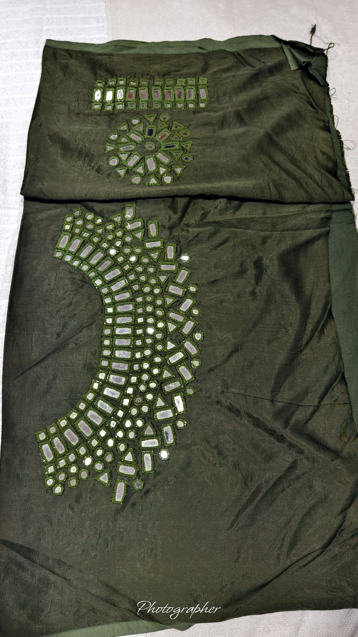 Pure Mashru Gaji Silk Hand Work Mirror Blouse With 2 Sleeves