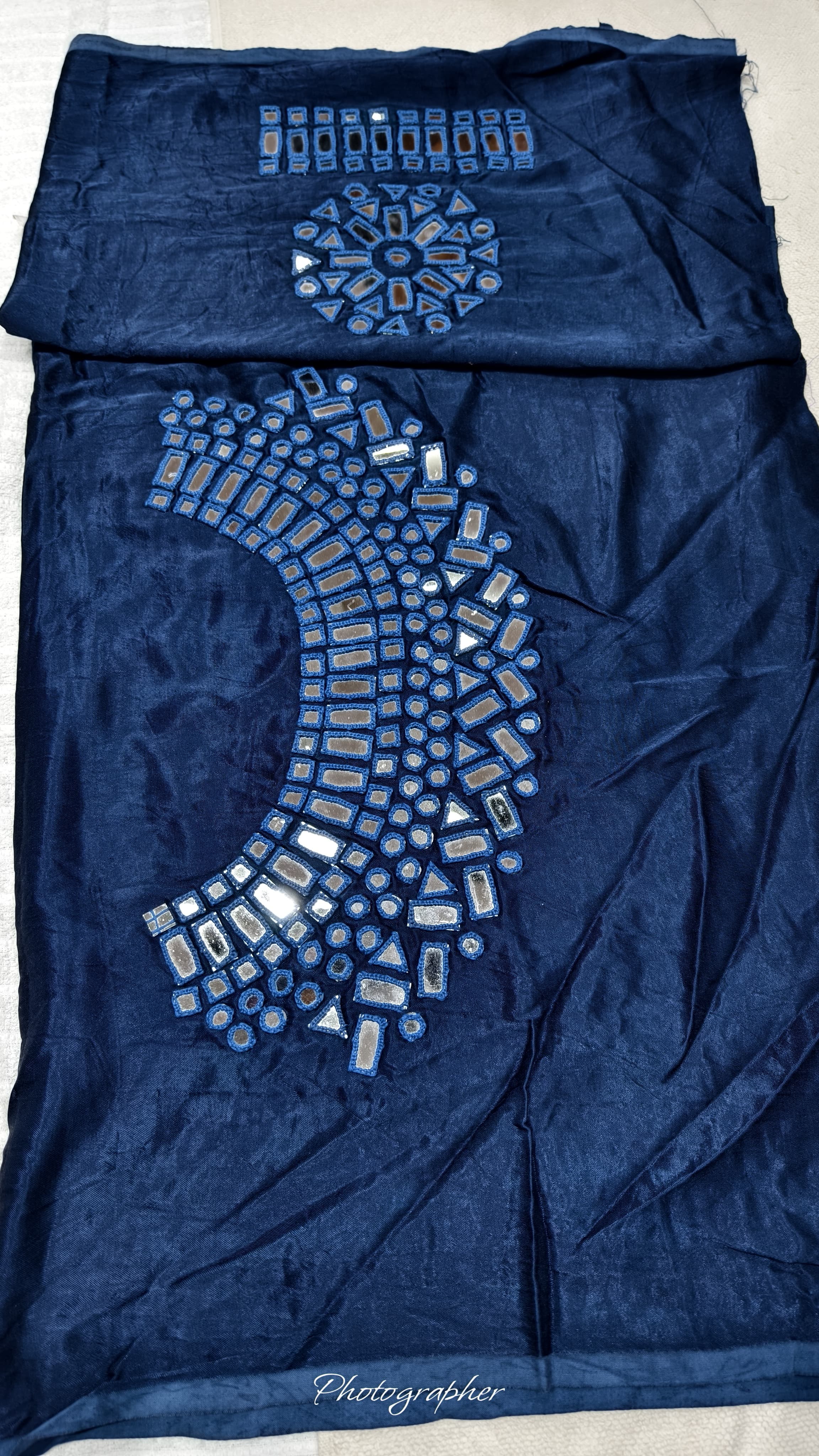 Pure Mashru Gaji Silk Hand Work Mirror Blouse With 2 Sleeves