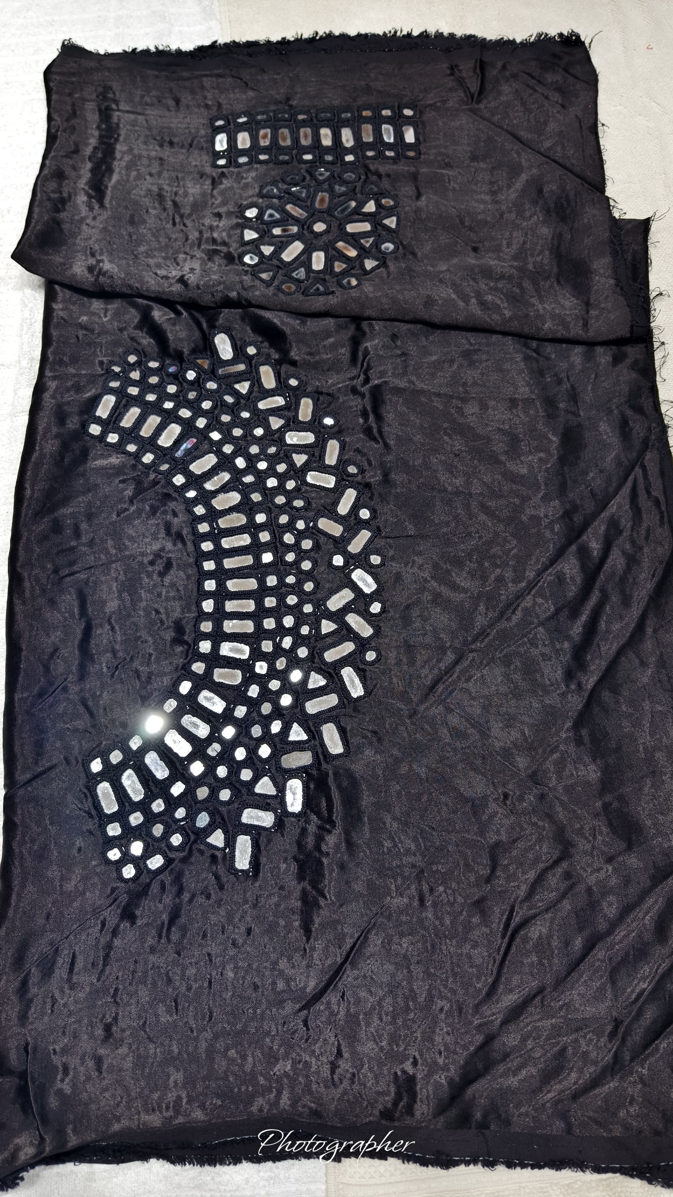 Pure Mashru Gaji Silk Hand Work Mirror Blouse With 2 Sleeves