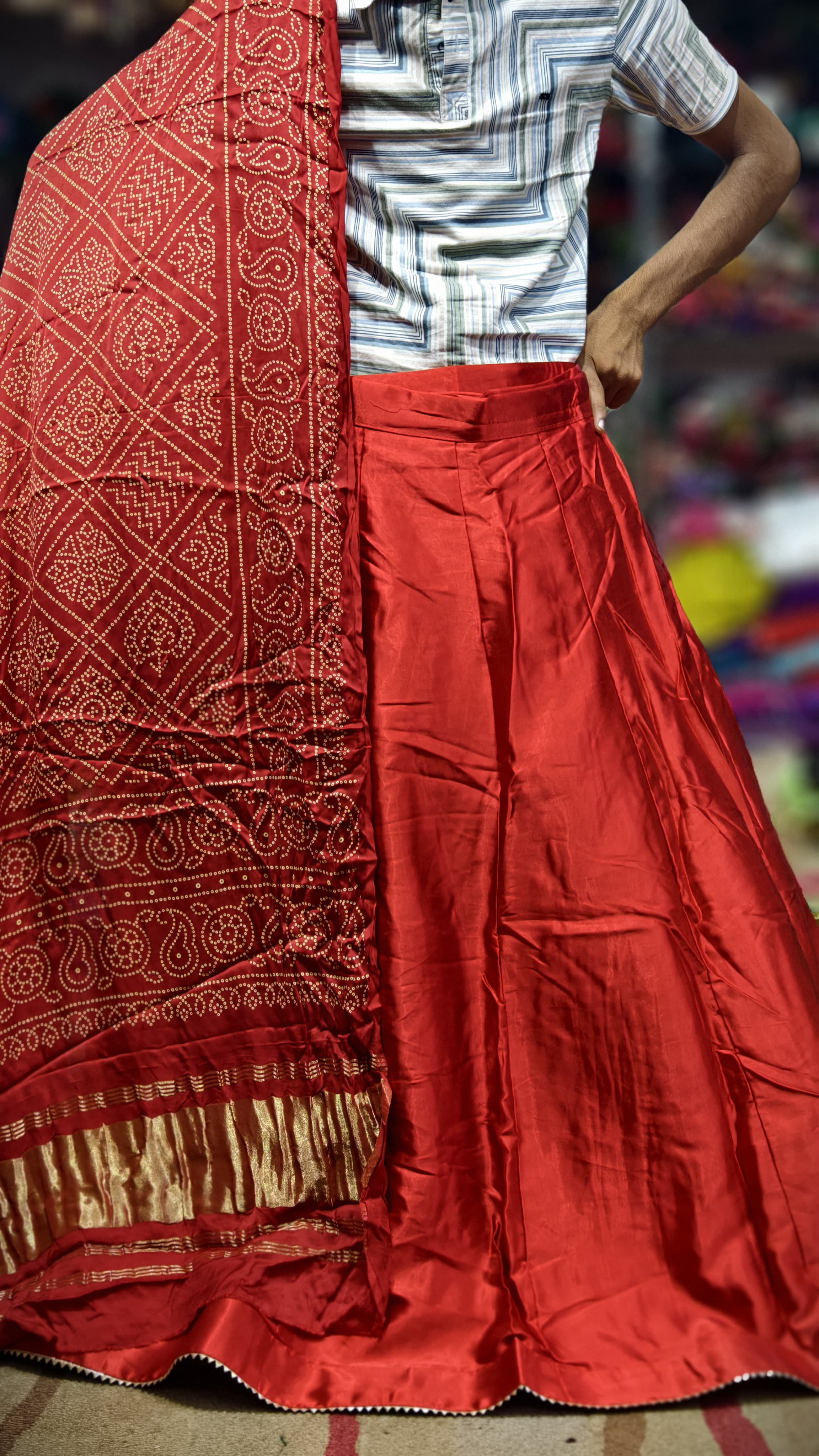 Pure Mashru Gaji Silk Plain Ghagra with Pure Modal Gaji Silk Digital Prints Dupatta and Lagdi Patta